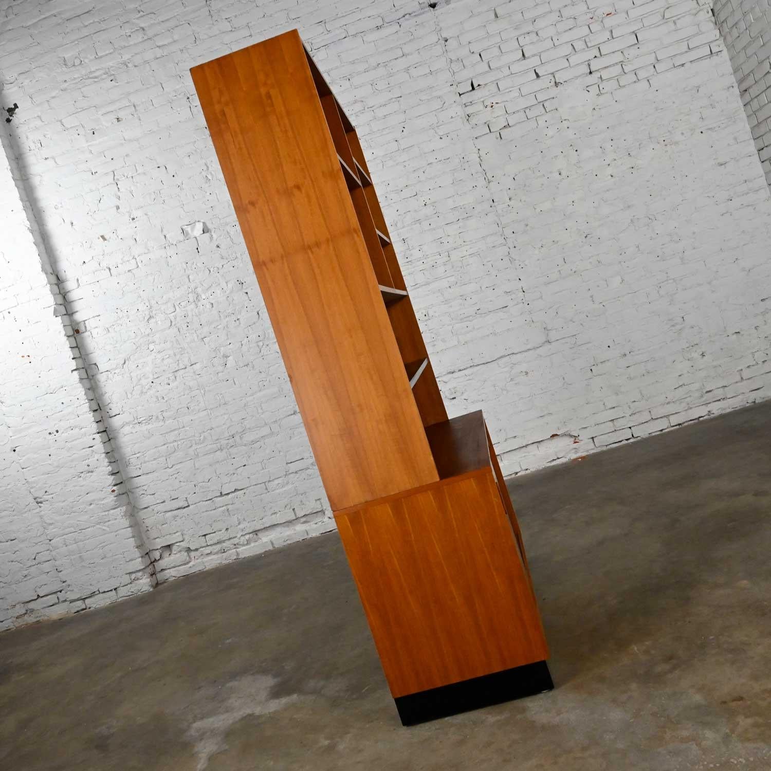 Danish Scandinavian Modern Adjustable 2 Piece Display Cabinet Bookcase China Hutch