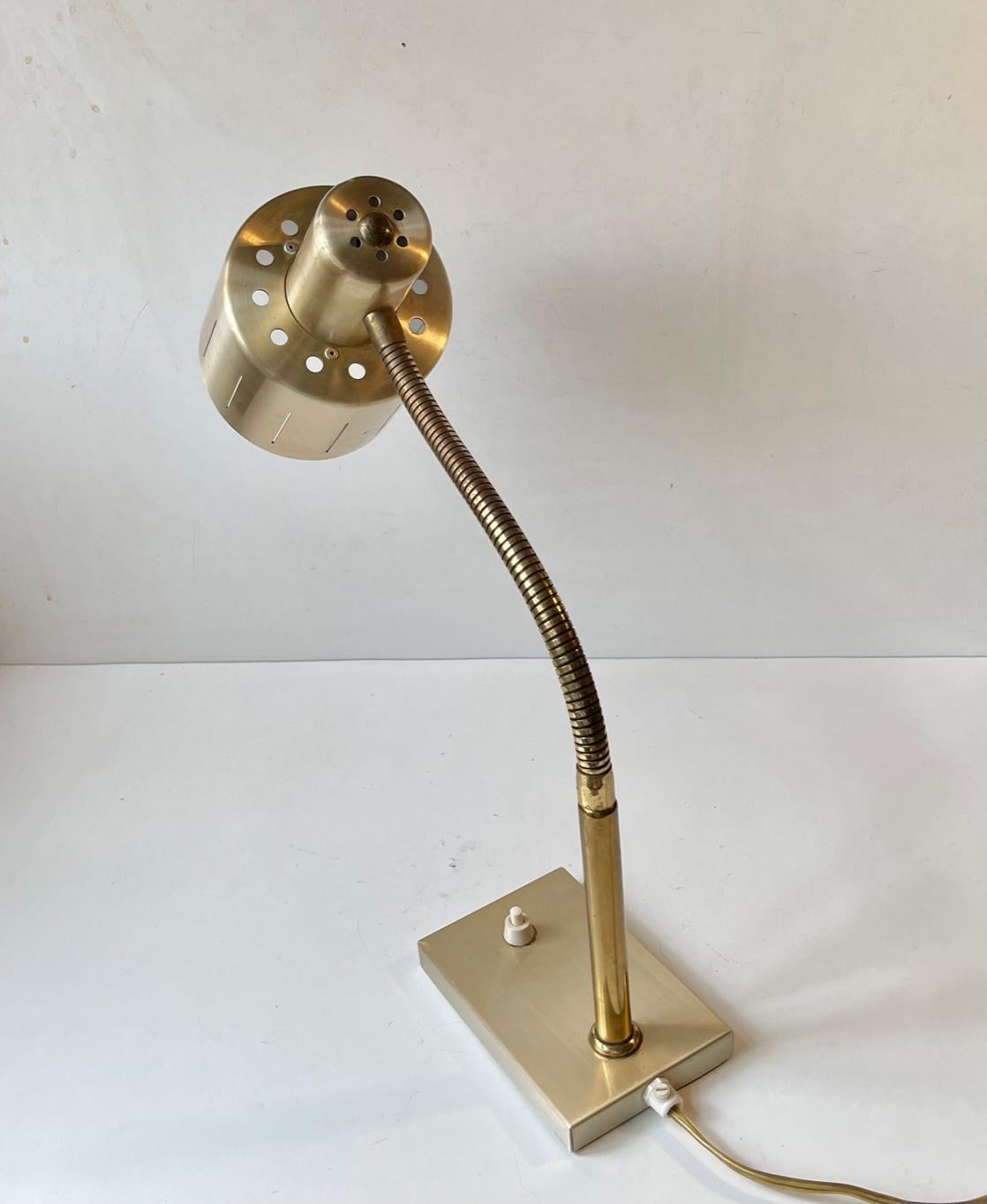 Late 20th Century Scandinavian Modern Adjustable Brass Desk Lamp by Vitrika, 1970s For Sale