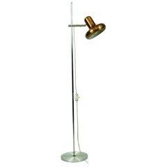 Scandinavian Modern Adjustable Chrome and Copper Spot Floor Lamp