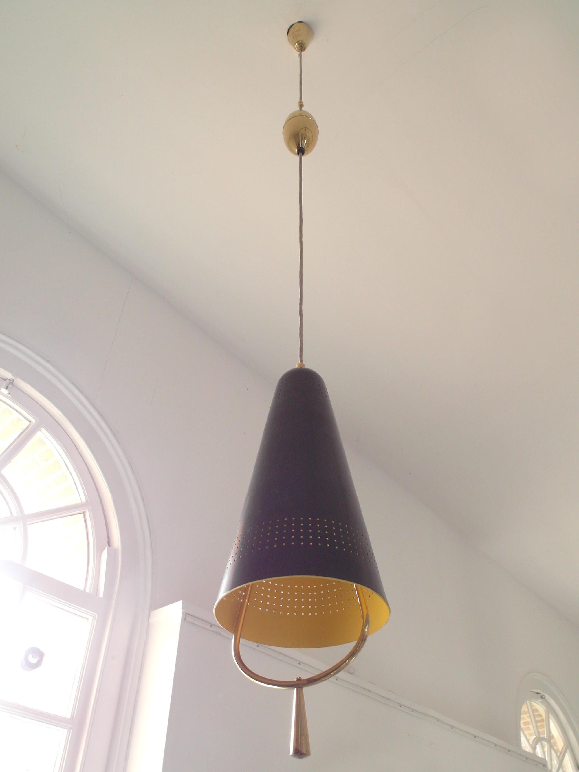 Scandinavian Modern Adjustable Pendel Pendant Light, Finland, 1950s For Sale 2