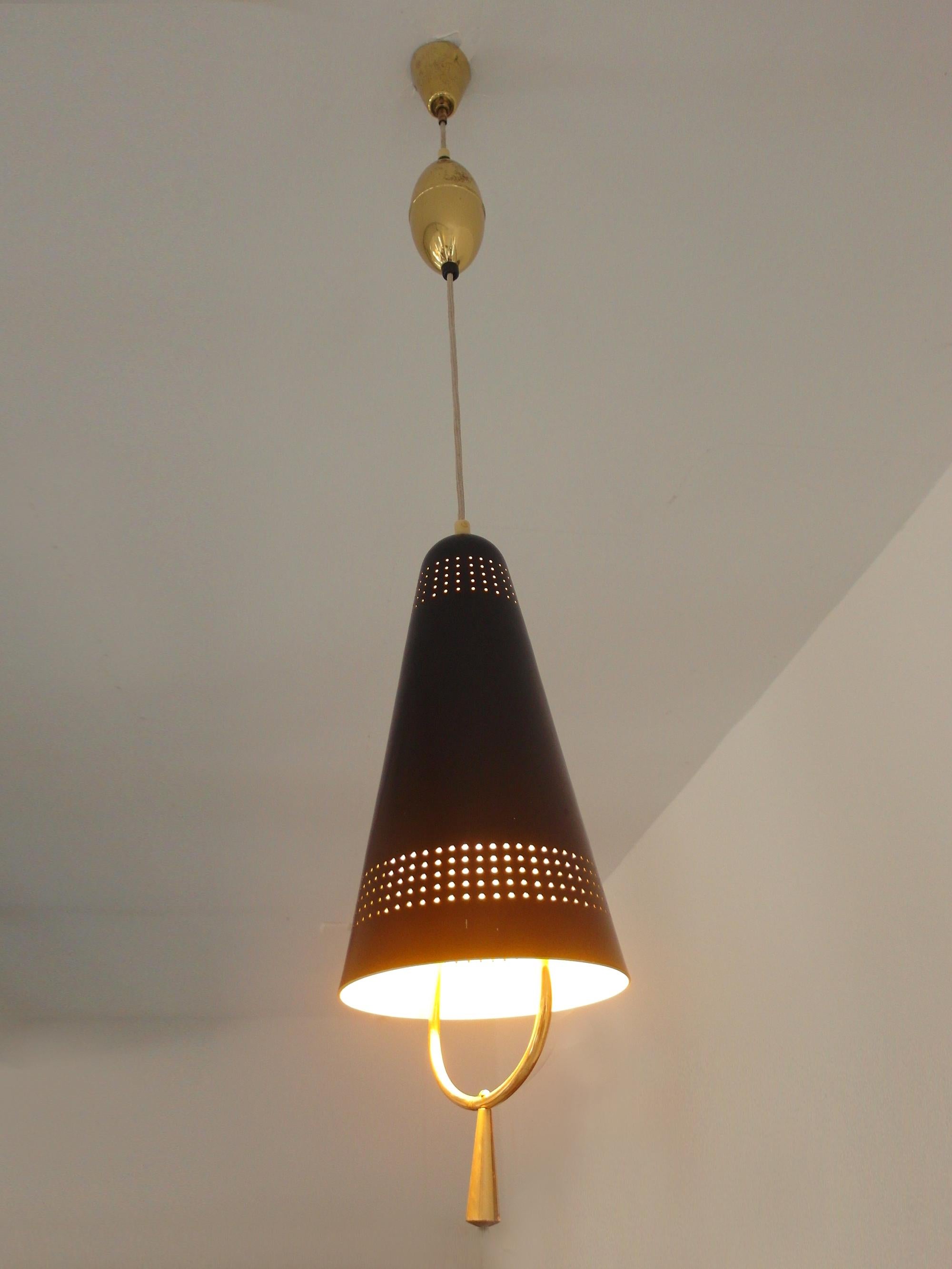 Mid-20th Century Scandinavian Modern Adjustable Pendel Pendant Light, Finland, 1950s For Sale