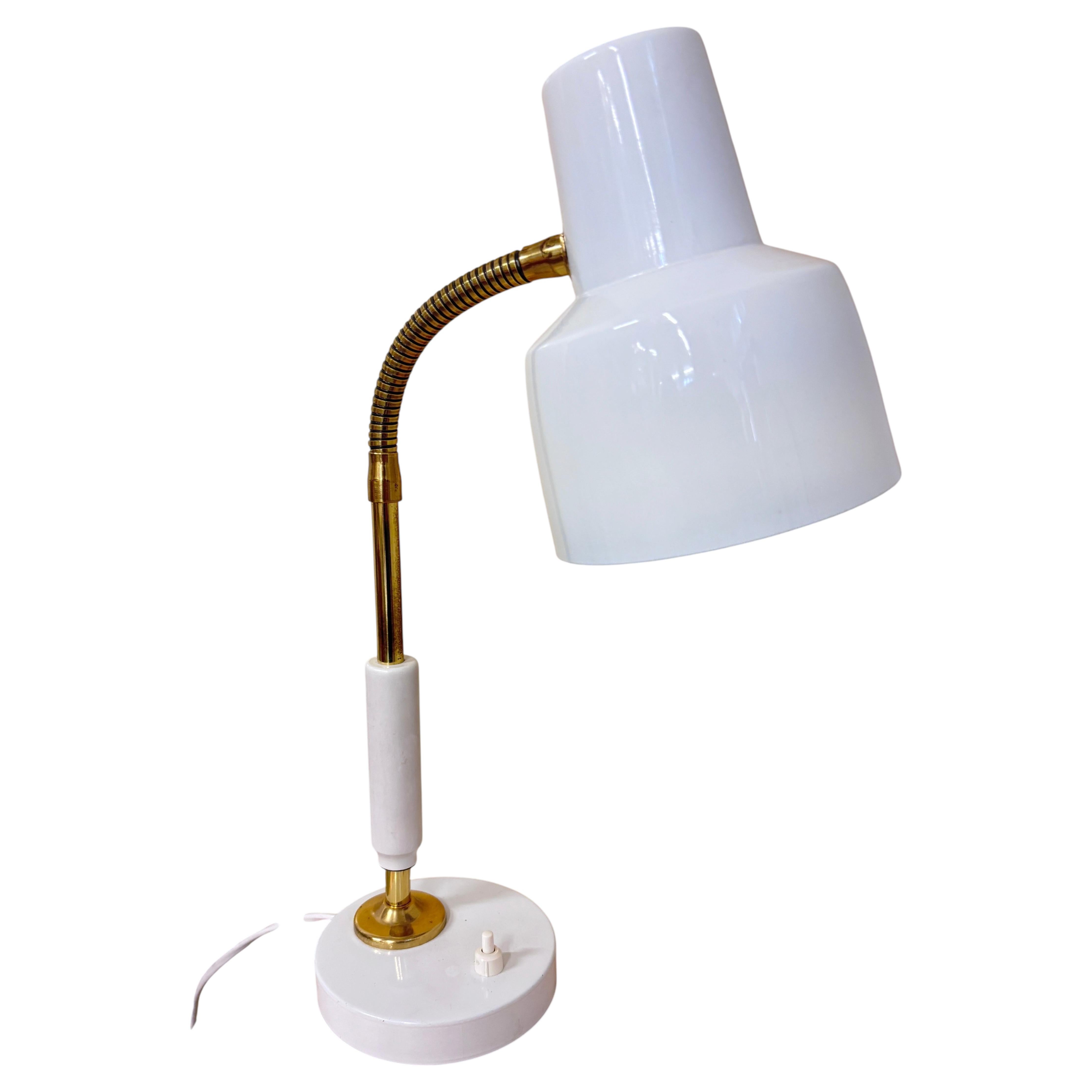 Scandinavian Modern Adjustable Table Lamp, Brass and Lacquered Metal, 1960s For Sale