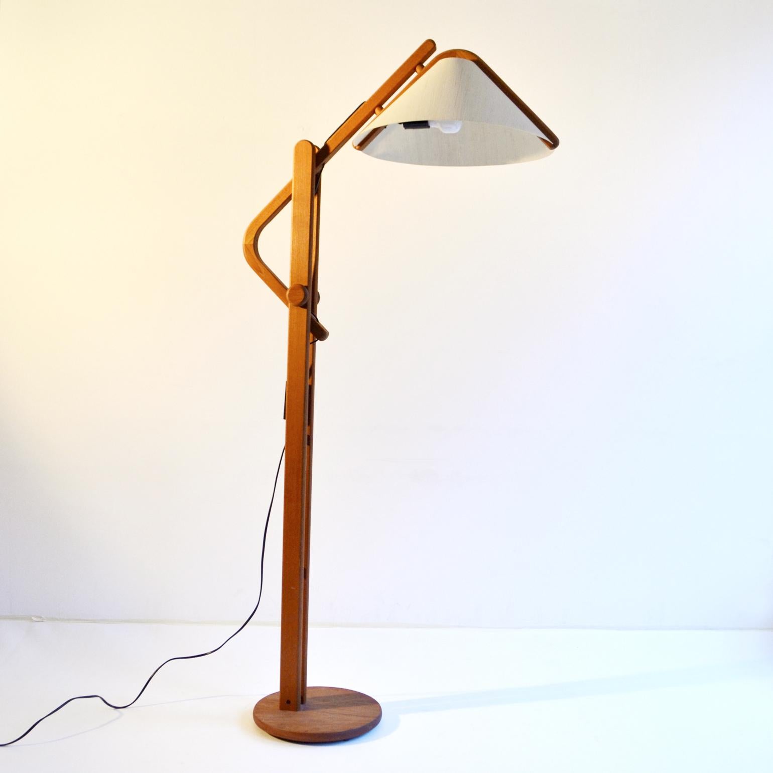 Scandinavian Modern Adjustable Teak Danish Floor Lamp 5
