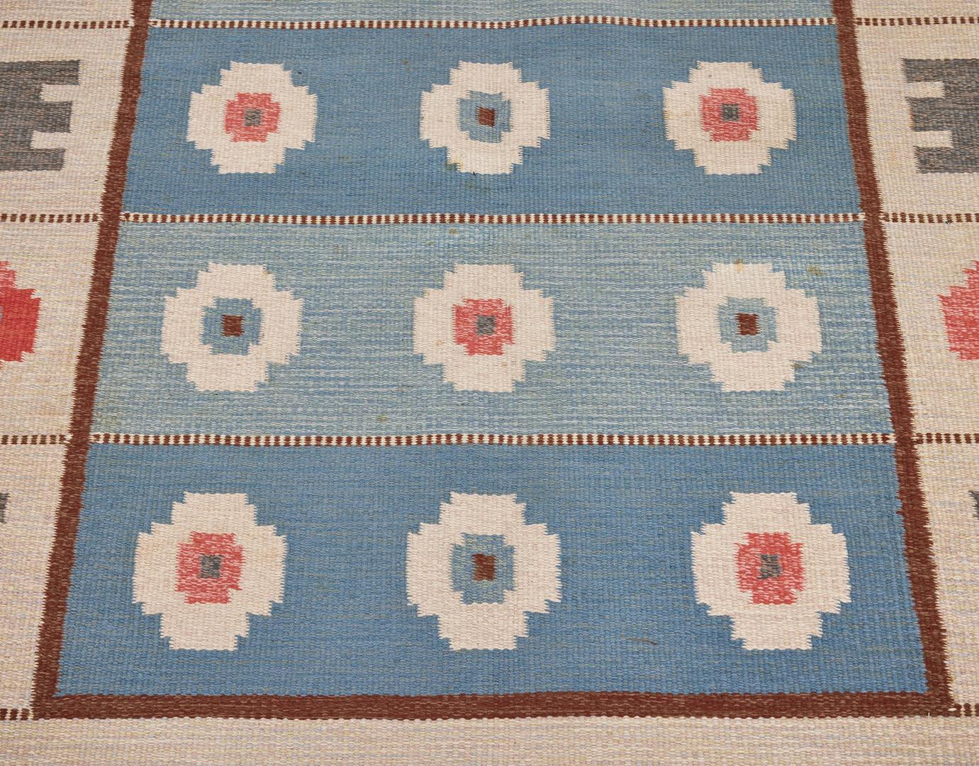 20th Century Scandinavian Modern Alice Wallebäck flatweave rug 1960's For Sale