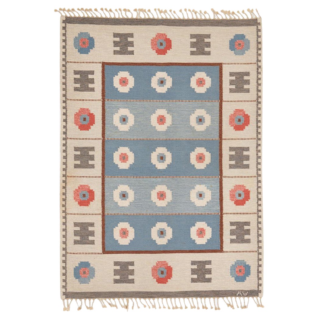 Scandinavian Modern Alice Wallebäck flatweave rug 1960's