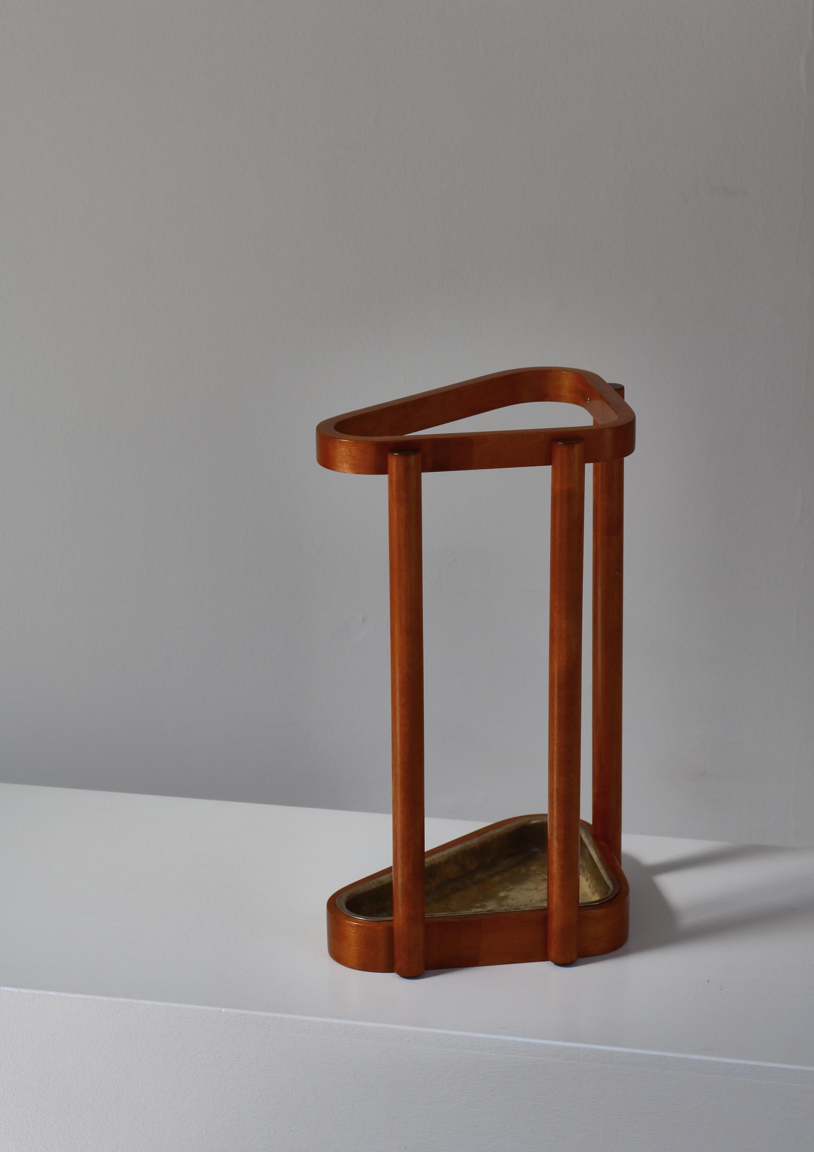 Mid-20th Century Scandinavian Modern Alvar Aalto Umbrella Stand Model no. 115 Birch & Brass 1940s For Sale