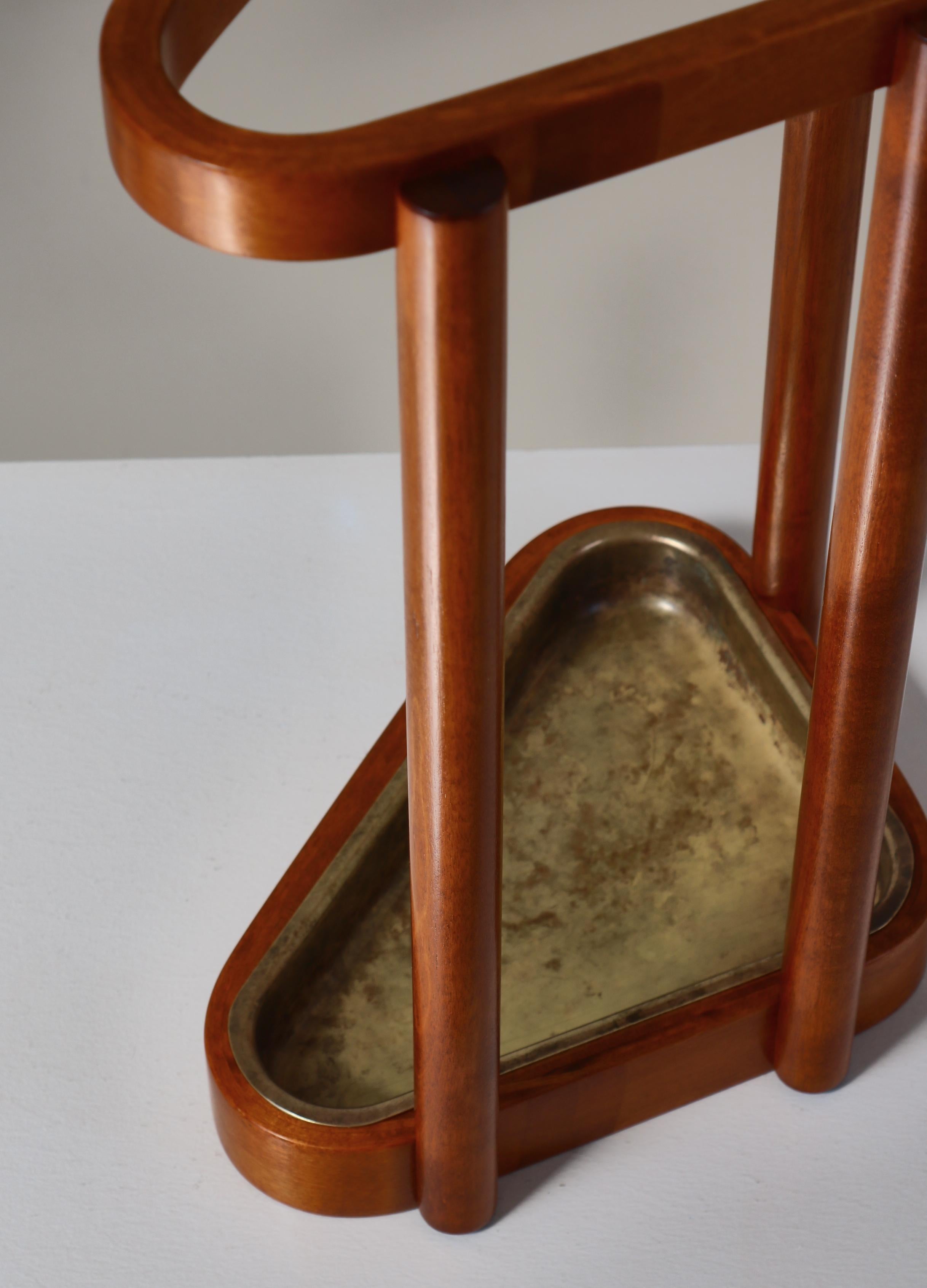 Scandinavian Modern Alvar Aalto Umbrella Stand Model no. 115 Birch & Brass 1940s For Sale 1