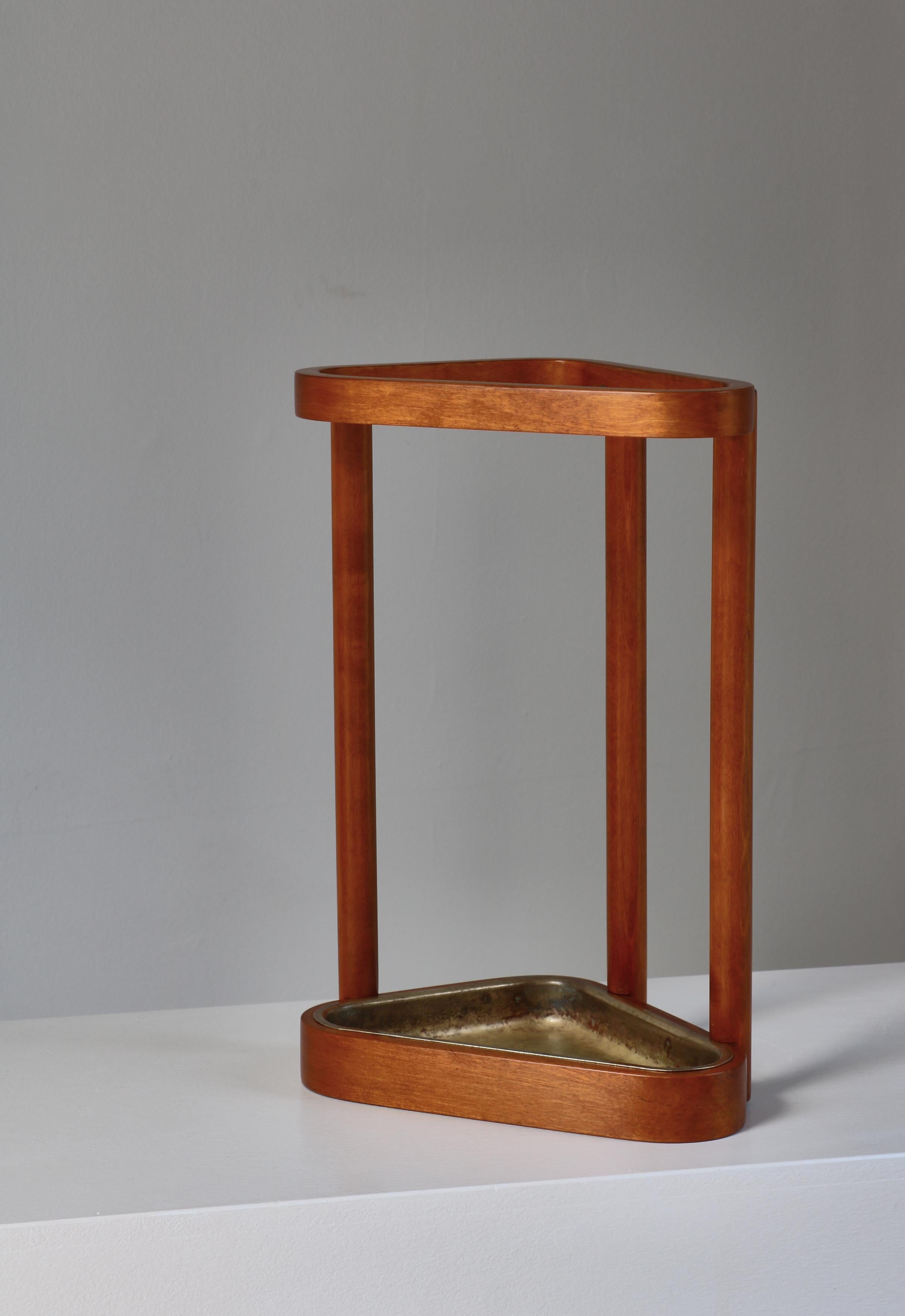 Scandinavian Modern Alvar Aalto Umbrella Stand Model no. 115 Birch & Brass 1940s For Sale 2
