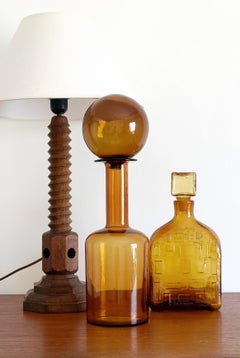 Scandinavian Modern Amber Glass Bottle by Otto Bauer for Holmegaard, 1960s