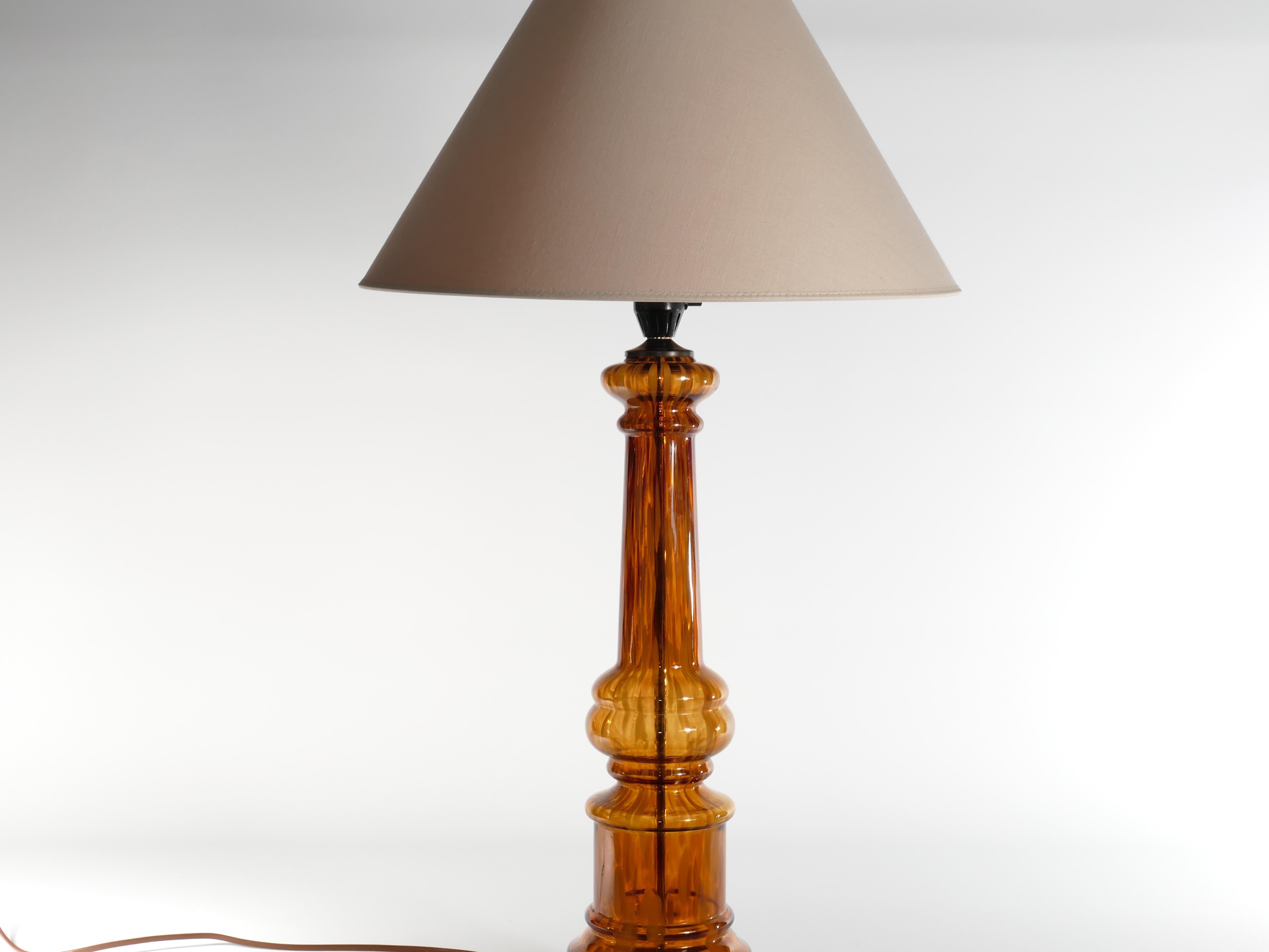Late 20th Century Scandinavian Modern Amber Glass Table Lamp by Miranda, 1970s For Sale