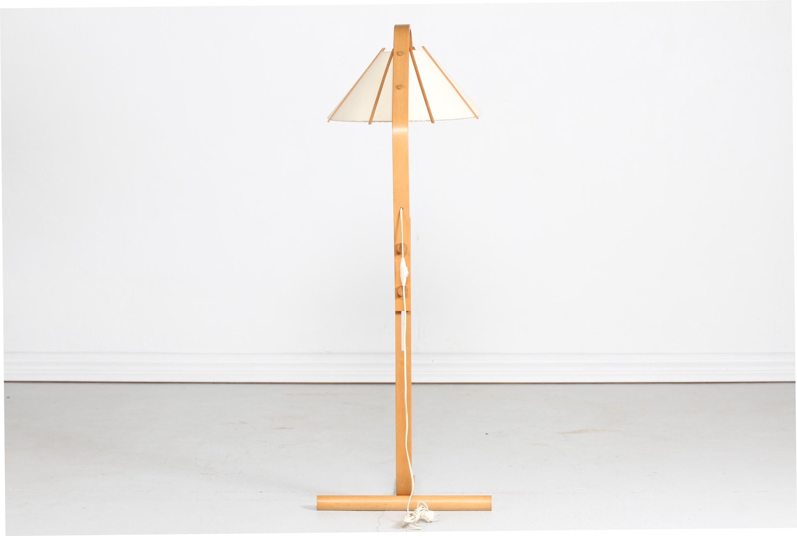 Scandinavian Modern Aneta Floor Lamp by Jan Wickelgren Beech Wood, Sweden, 1970s 1