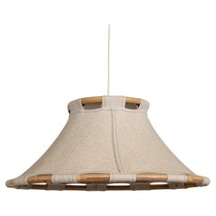 Colgante Moderno Escandinavo "Anna" Madera Tejido Beige Oscuro, Atelje Lyktan Suecia