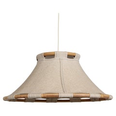 Scandinavian Modern "Anna" Pendant Wood Dark Beige Fabric, Atelje Lyktan Sweden