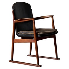 Sessel im skandinavischen Modern-Stil von Knud Andersen, Teakholz und Leder, 1950er Jahre