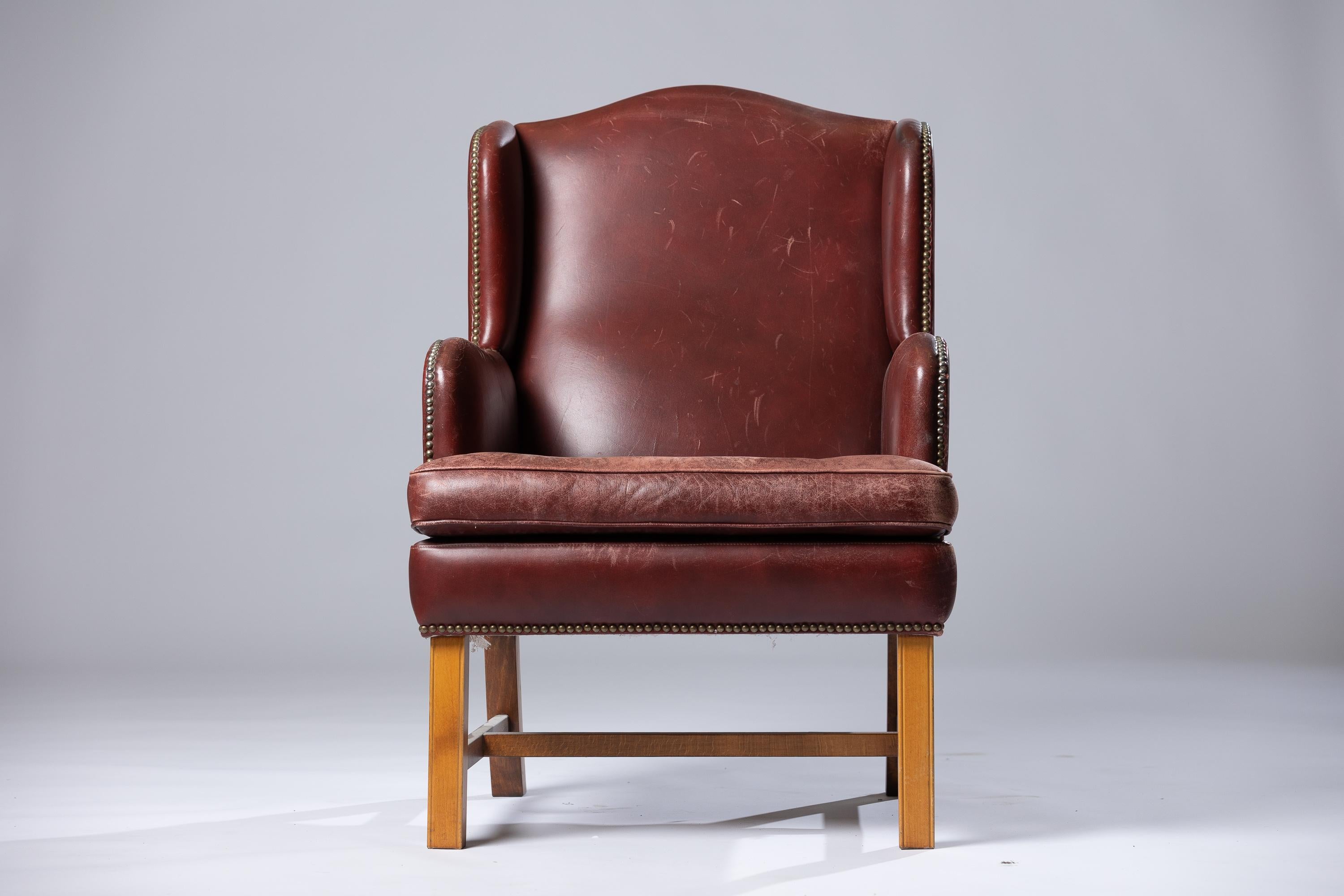 Leather Scandinavian Modern Armchair from Arne Norell For Sale