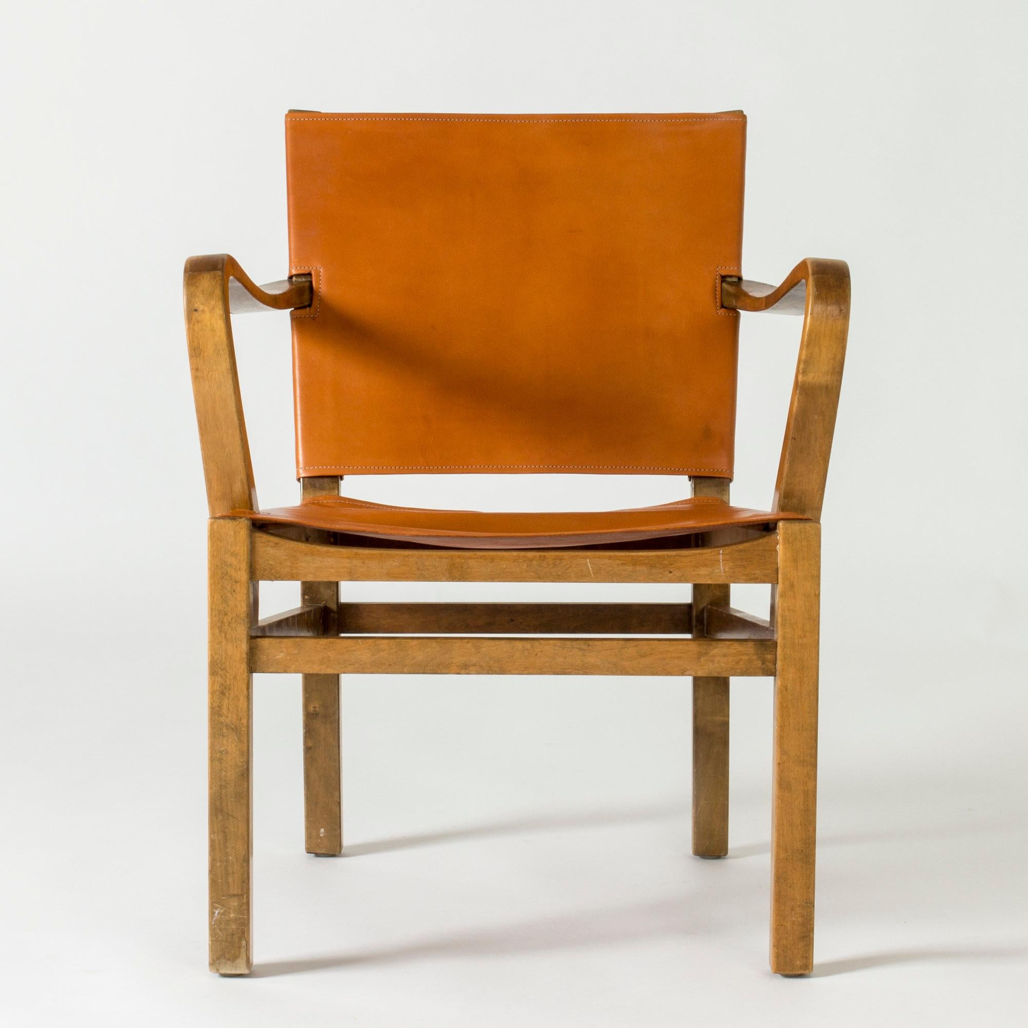 Leather Scandinavian Modern Armchairs by Elias Svedberg, Sweden, 1930s For Sale