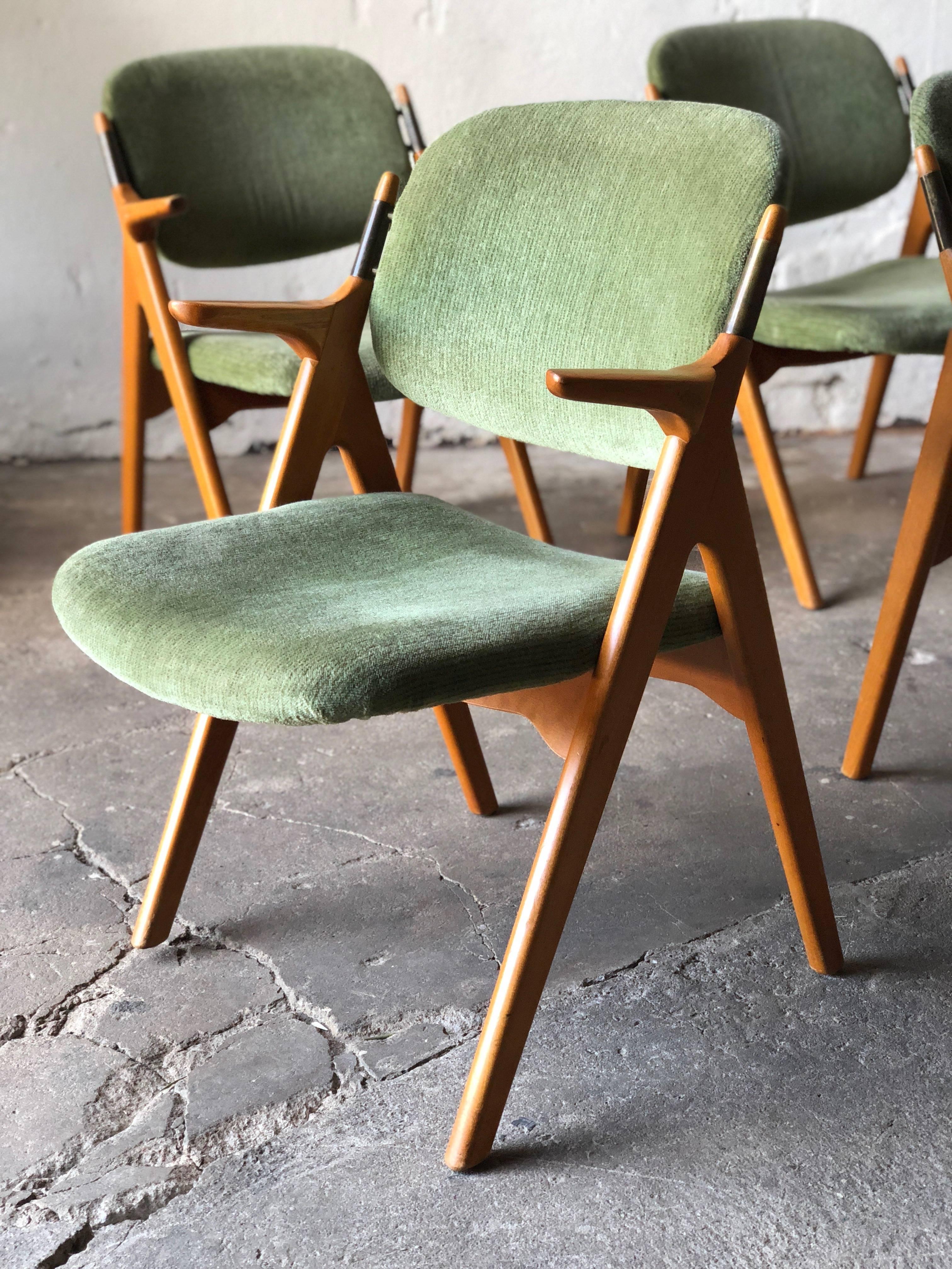 Scandinavian Modern Armchairs in Birch with Original Upholstery 1950s Vintage For Sale 4