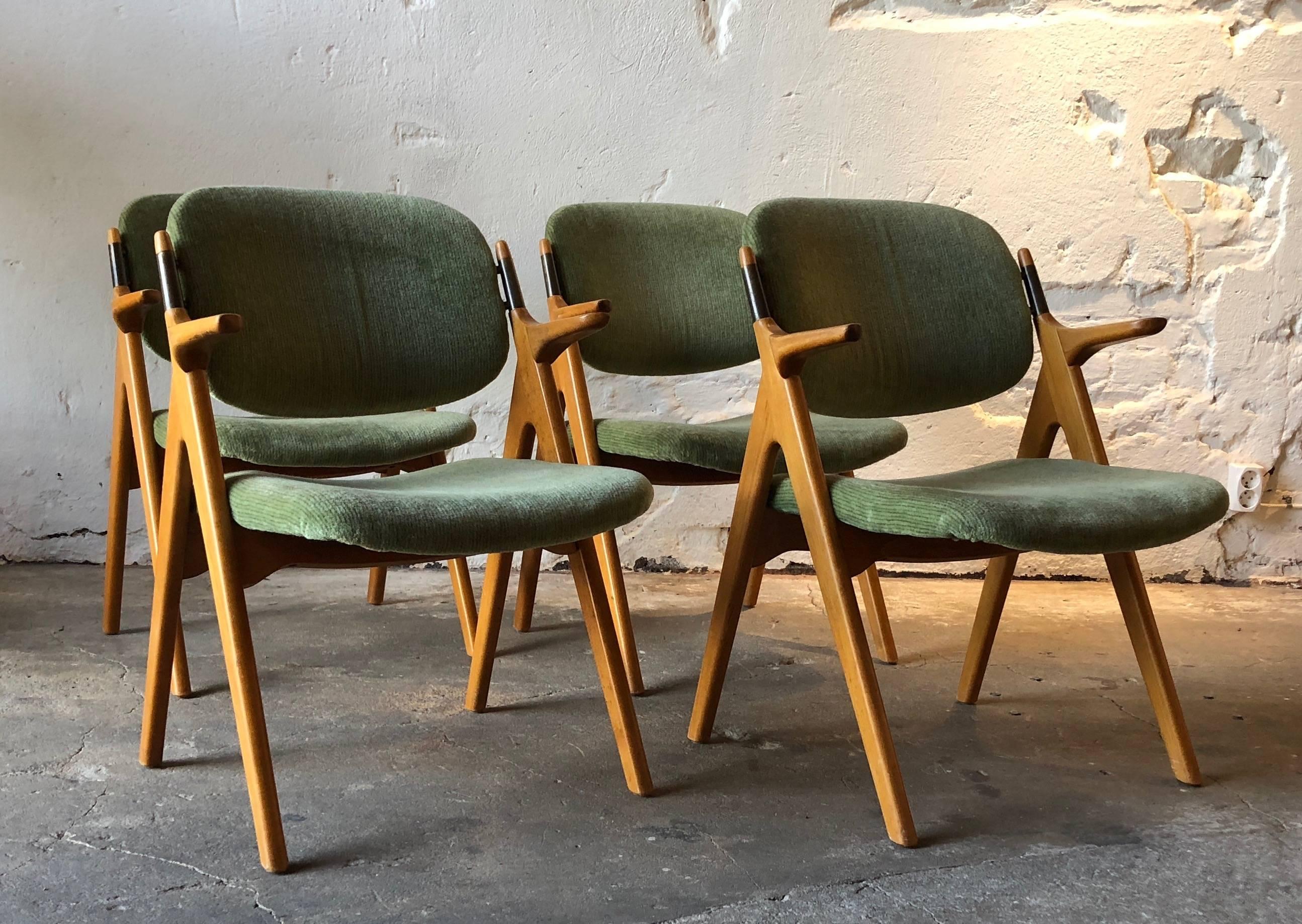 Scandinavian modern armchairs in birch with original upholstery 1950s vintage
with metal details.

Light lime green upholstery with fantastic shine 

Designer not determined but clearly Danish origin.


 