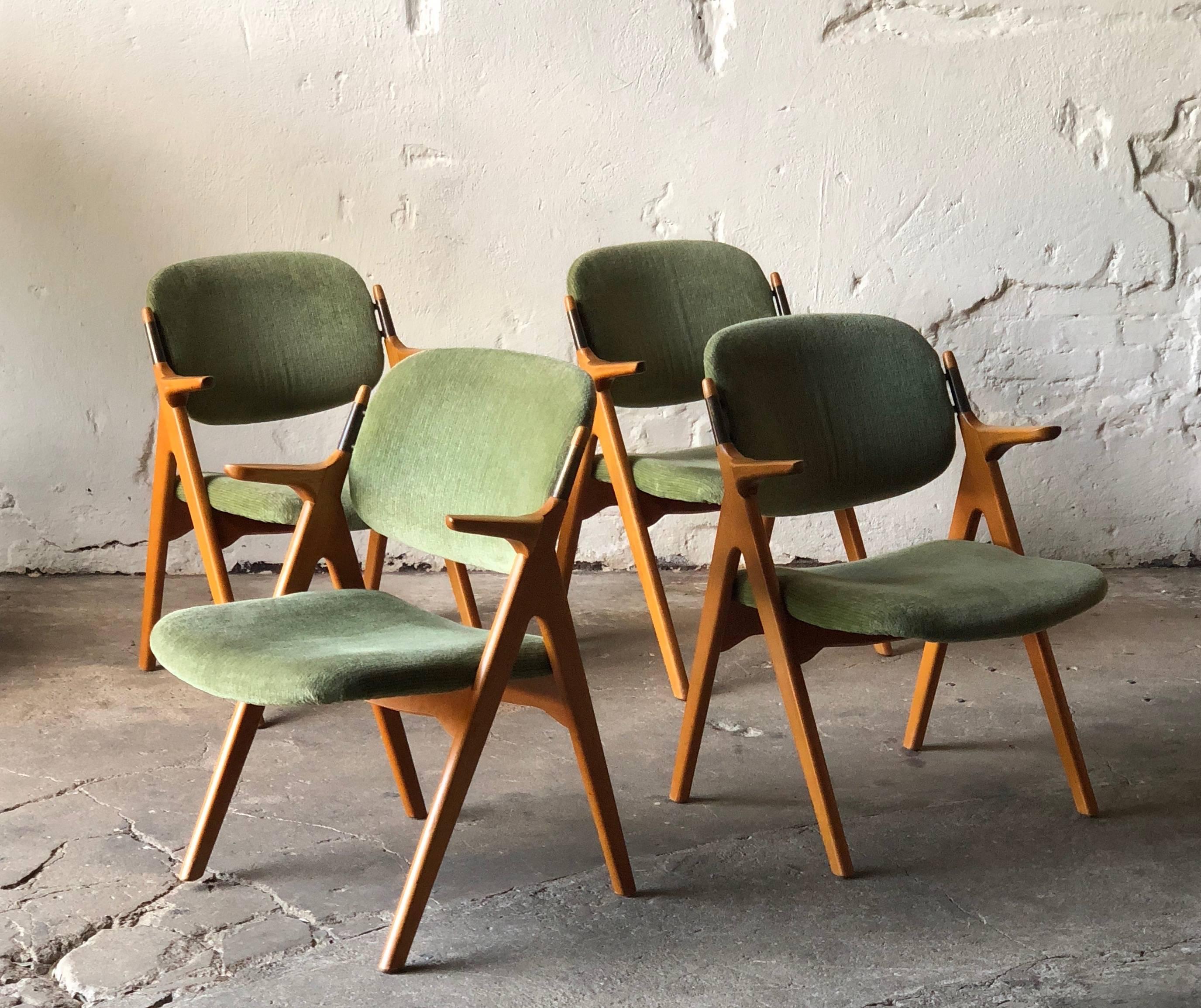 Scandinavian Modern Armchairs in Birch with Original Upholstery 1950s Vintage For Sale 2