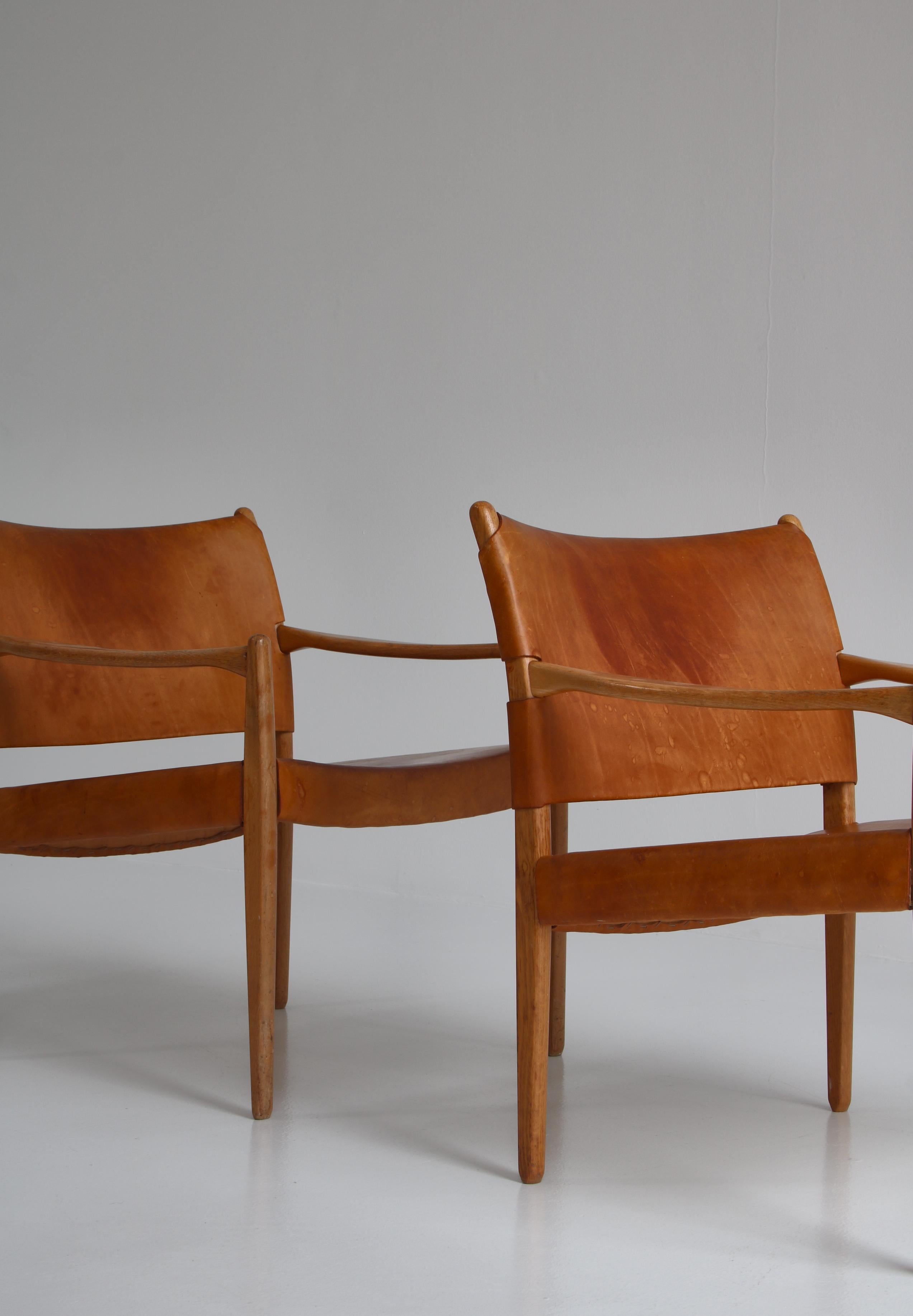 Leather Scandinavian Modern Armchairs 