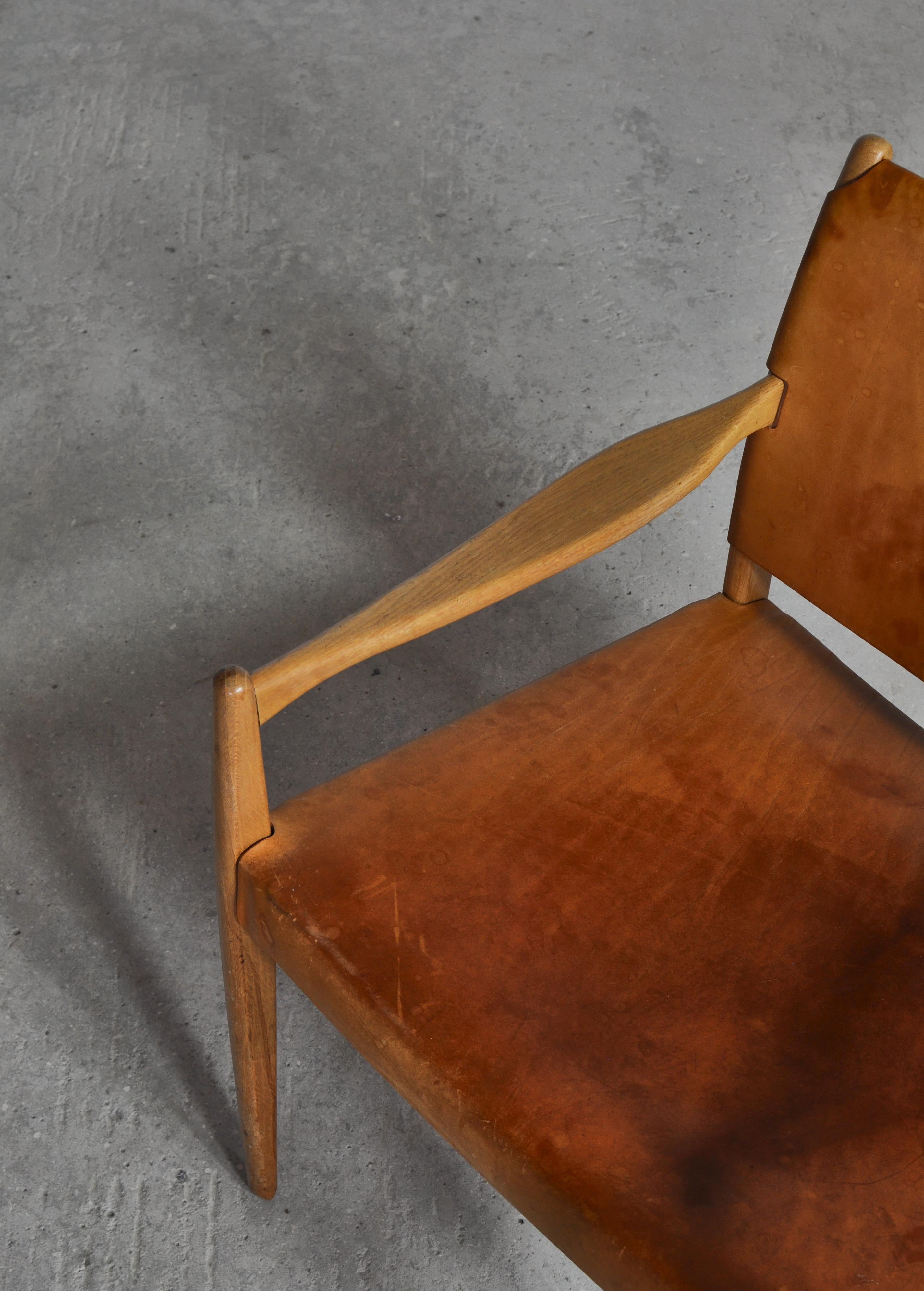 Leather Scandinavian Modern Armchairs 