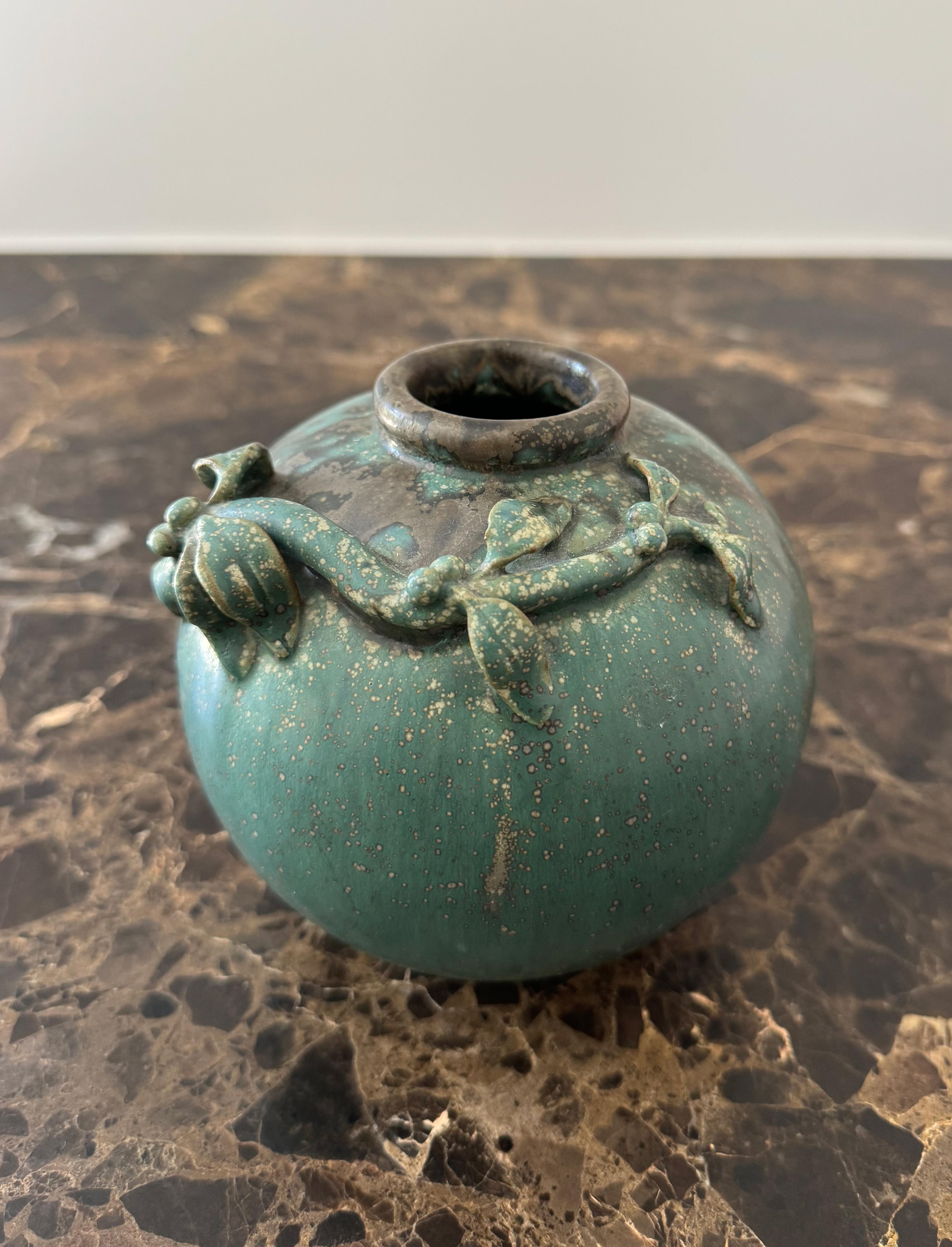 Mid-Century moderno The Modern Scandinavian, Vaso rotondo in blu e verde, Danimarca, anni '50 in vendita