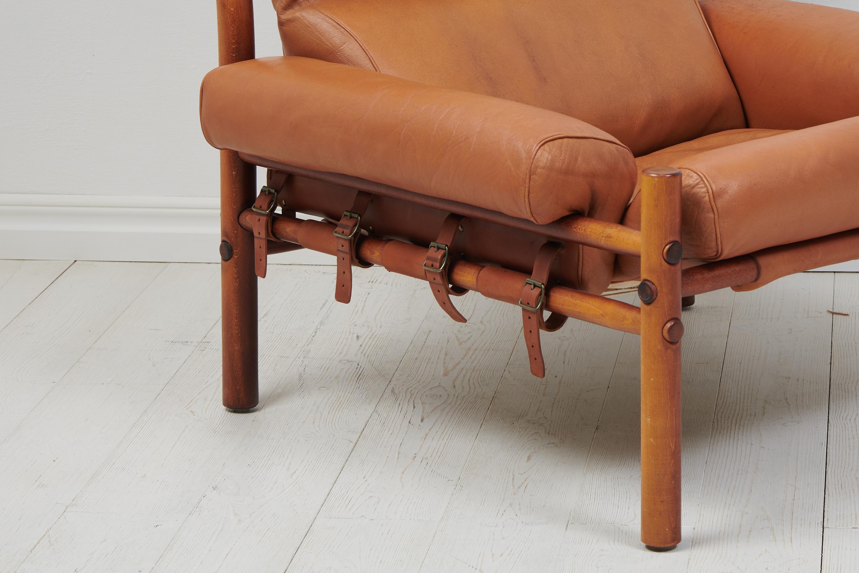 Scandinavian Modern Arne Norell Leather Inca Lounge Chair For Sale 5