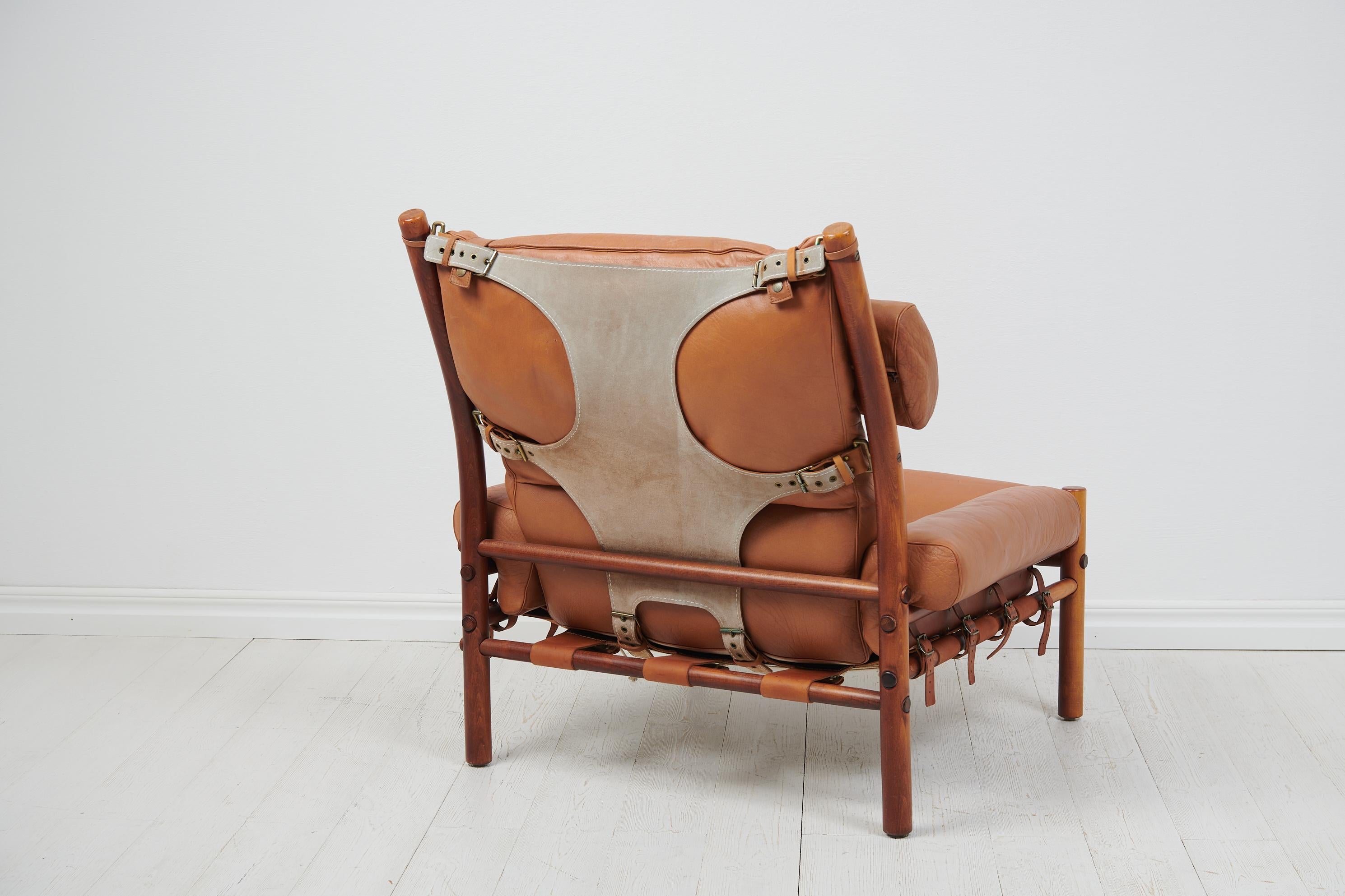 Scandinavian Modern Arne Norell Leather Inca Lounge Chair In Good Condition For Sale In Kramfors, SE