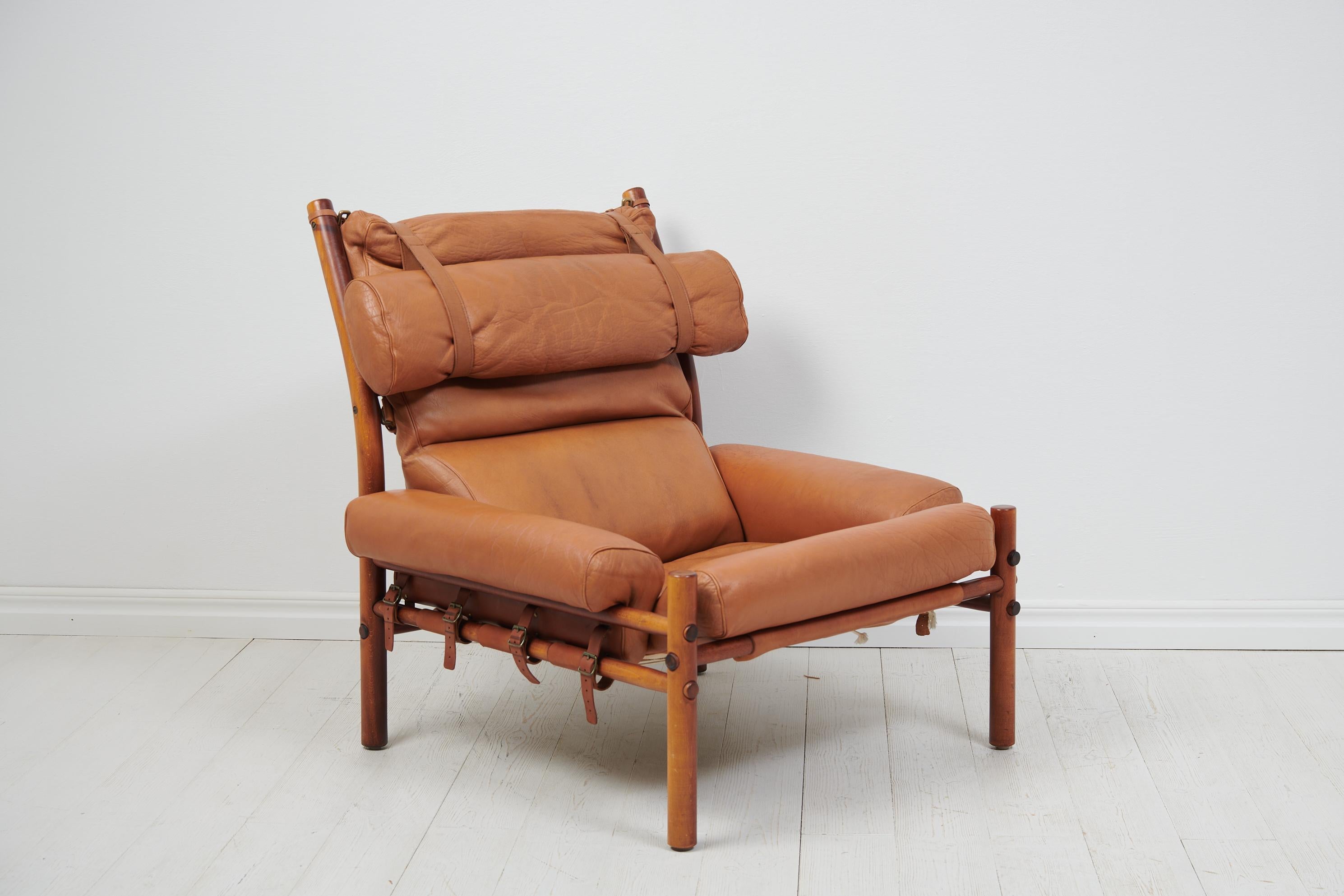 Scandinavian Modern Arne Norell Leather Inca Lounge Chair In Good Condition In Kramfors, SE