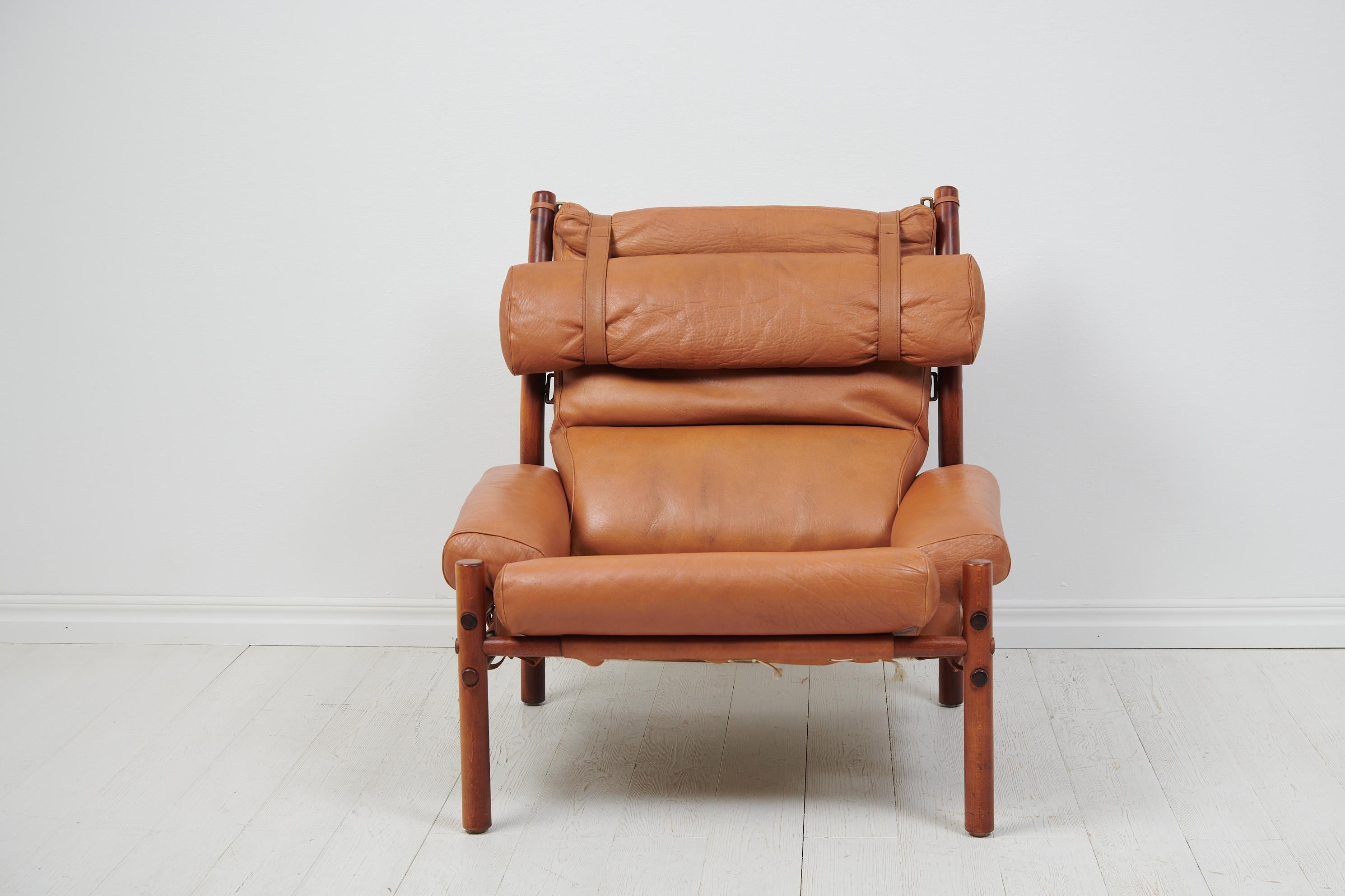 Scandinavian Modern Arne Norell Leather Inca Lounge Chair For Sale 1