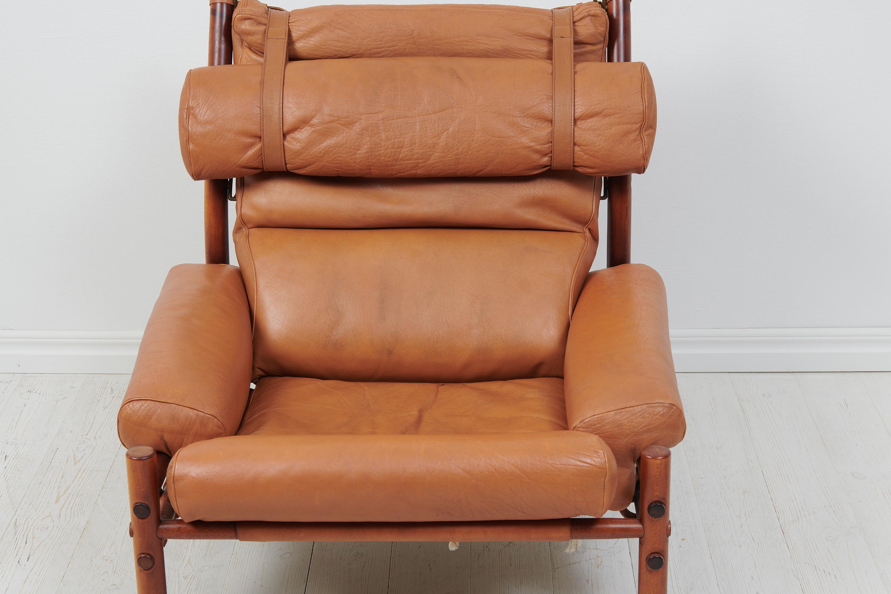 Scandinavian Modern Arne Norell Leather Inca Lounge Chair For Sale 2