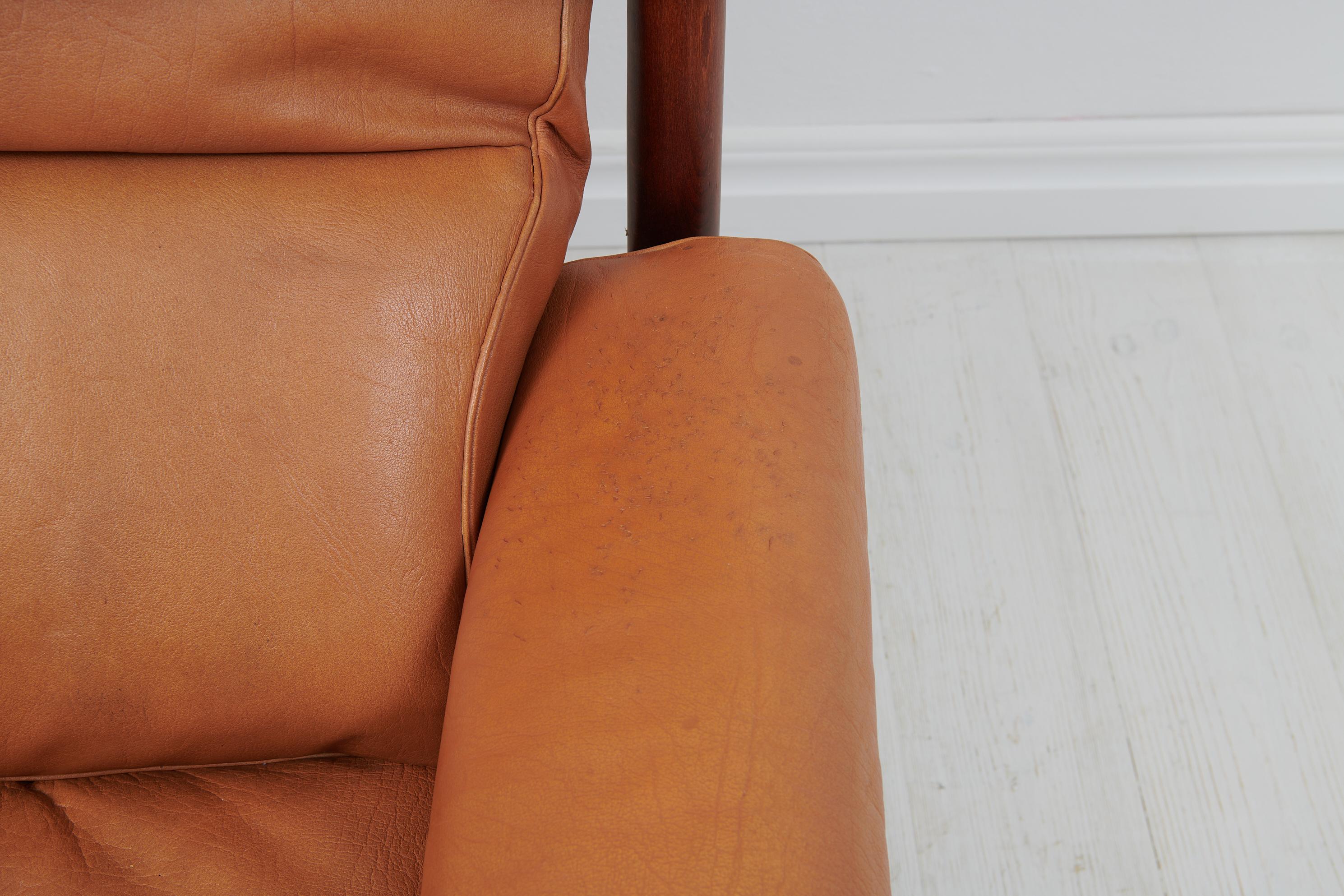 Scandinavian Modern Arne Norell Leather Inca Lounge Chair For Sale 4