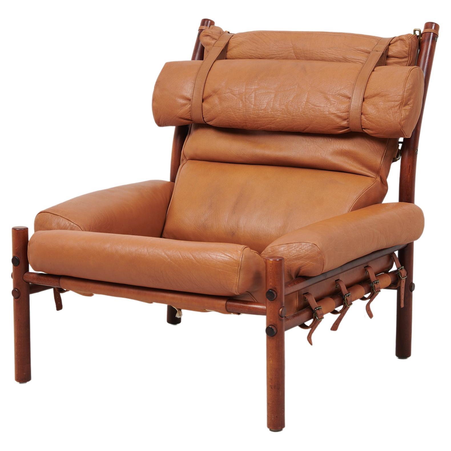 Scandinavian Modern Arne Norell Leather Inca Lounge Chair For Sale