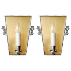 Scandinavian Modern Art Deco Brass, & Pewter Sconces Elis Bergh for C G Hallberg