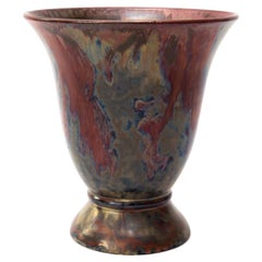 Scandinavian Modern Art Deco Fluted Vase from Hoganas in Polychrome