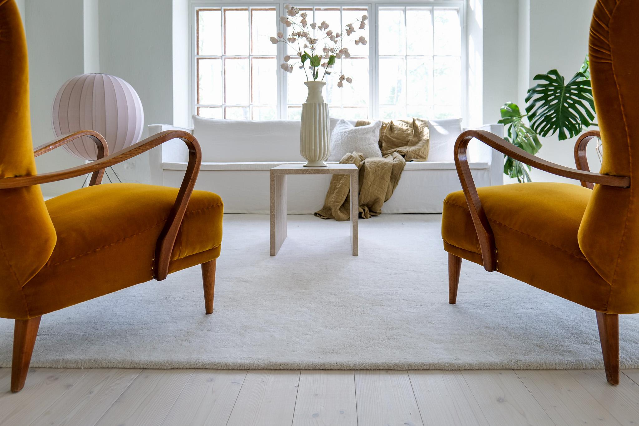 Scandinavian Modern Art Deco Lounge Chairs in Velvet Sweden 1940s In Good Condition For Sale In Hillringsberg, SE