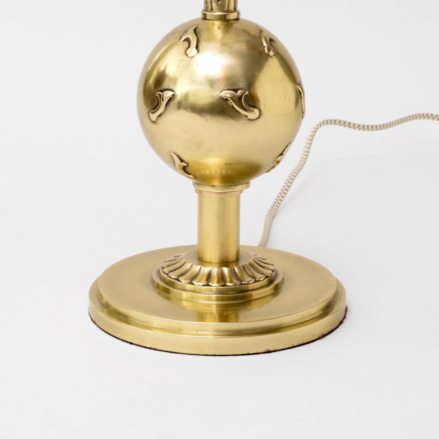 20th Century Scandinavian Modern, Art Deco Polished Bronze Lamp with Sphere