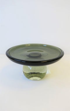 Scandinavian Modern Art Glass Compote Tazza After Holmegaard