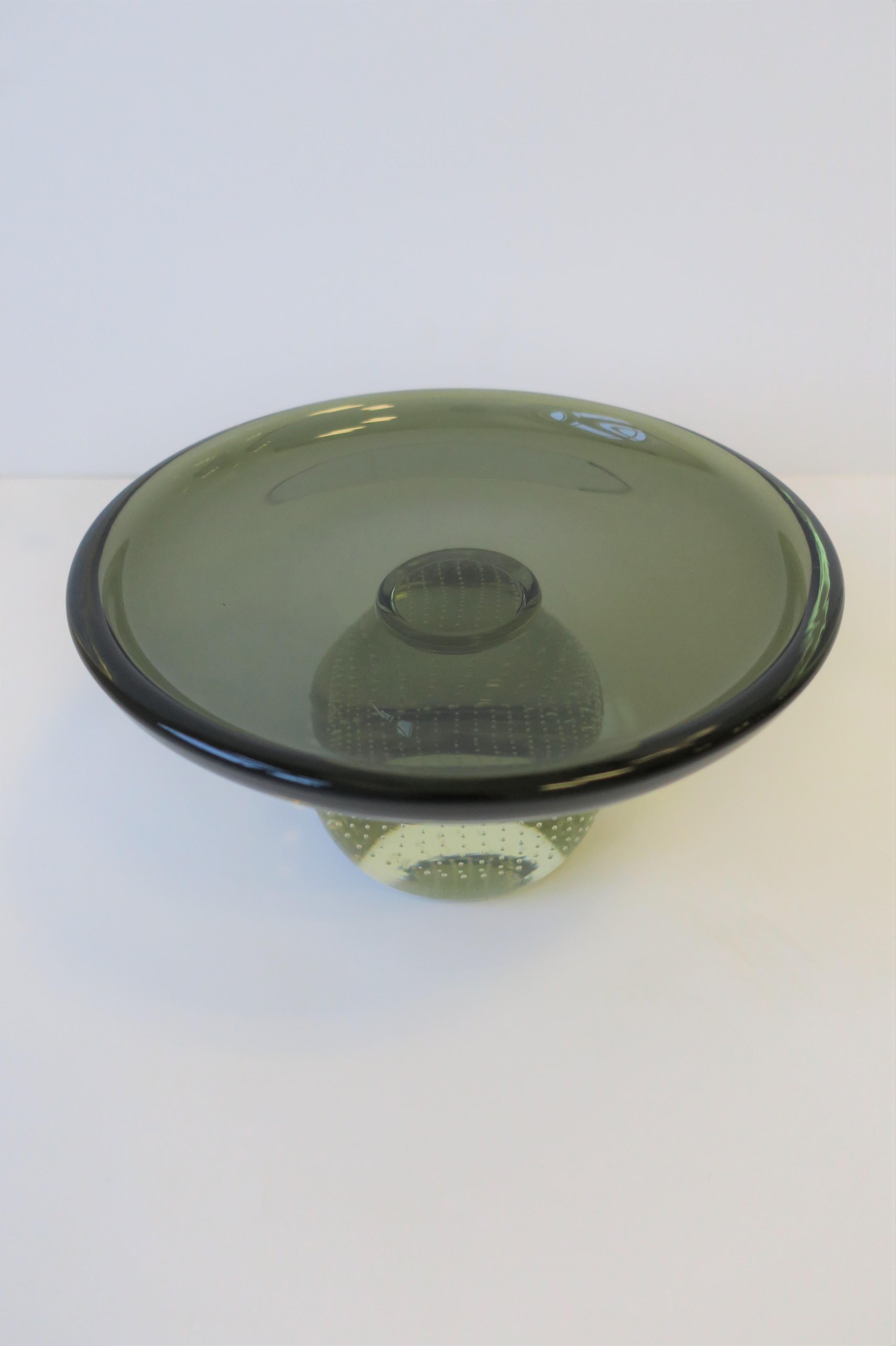Scandinavian Modern Art Glass Tazza or Compote After Holmegaard For Sale 1