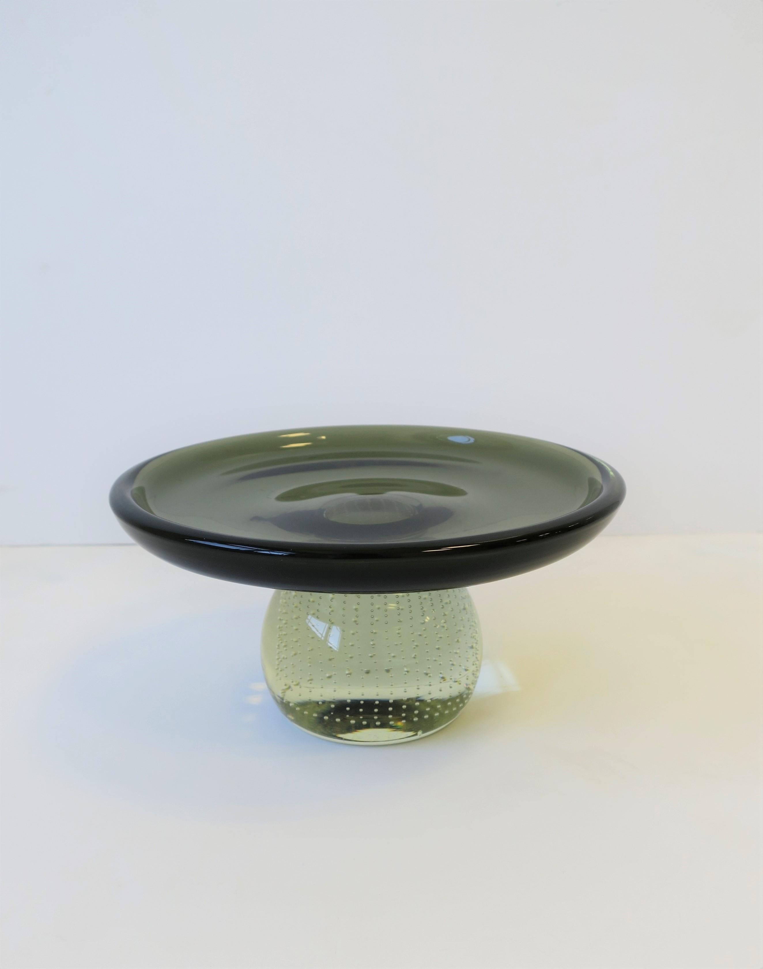 Scandinavian Modern Art Glass Tazza or Compote After Holmegaard For Sale 3