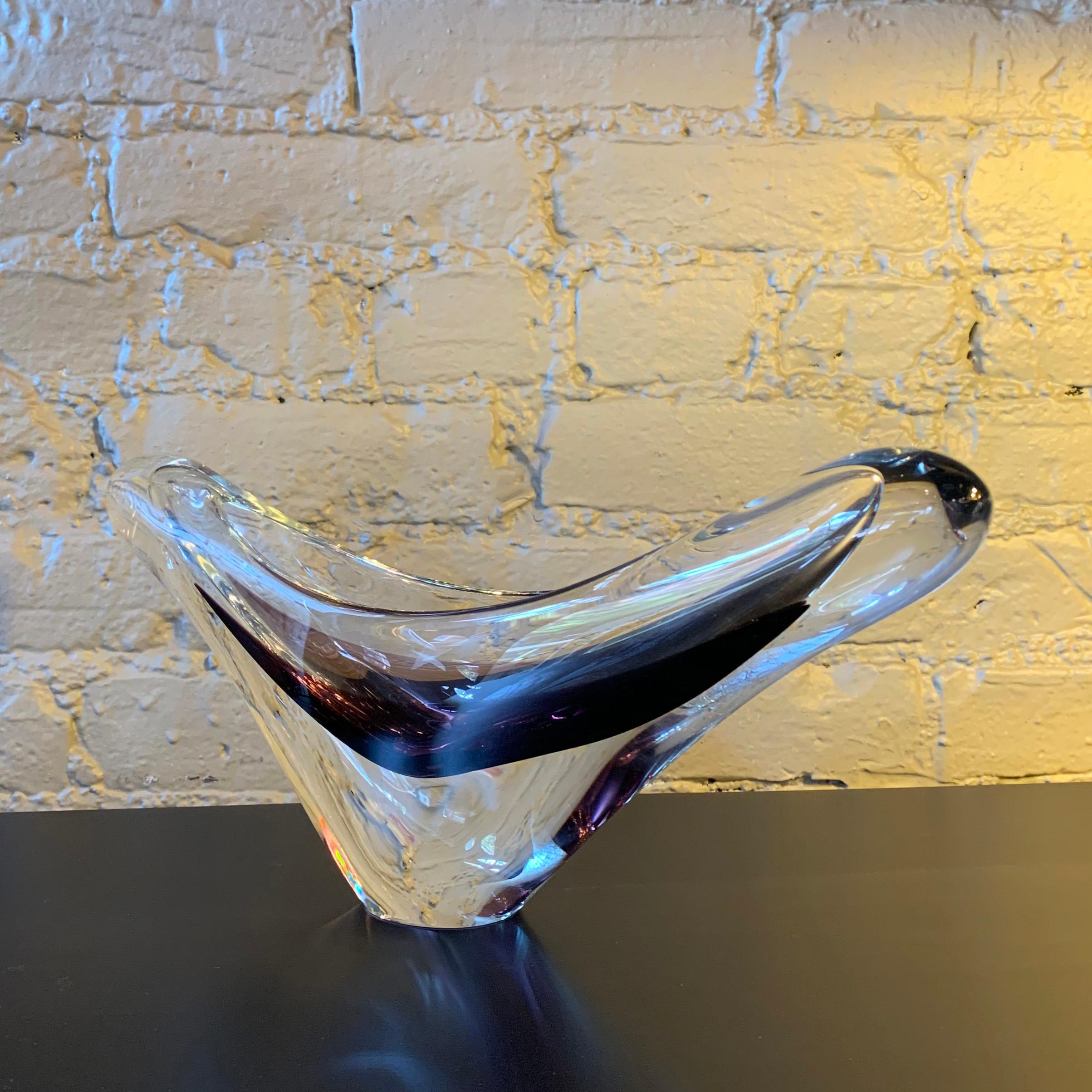 Swedish Scandinavian Modern Art Glass Vase by Paul Kedelv for Flygsfors, Sweden