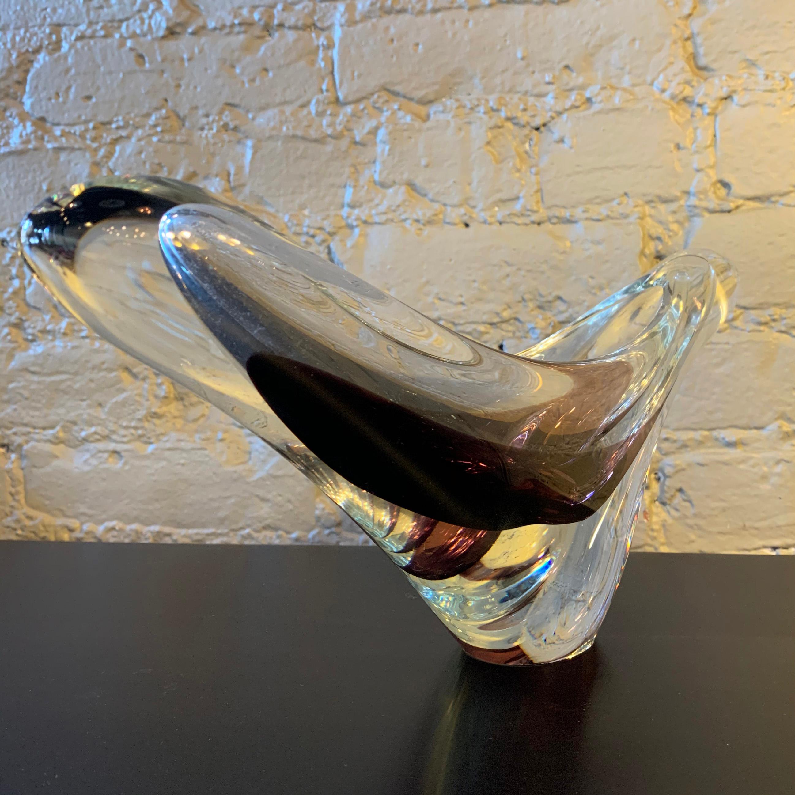 Scandinavian Modern Art Glass Vase by Paul Kedelv for Flygsfors, Sweden 2
