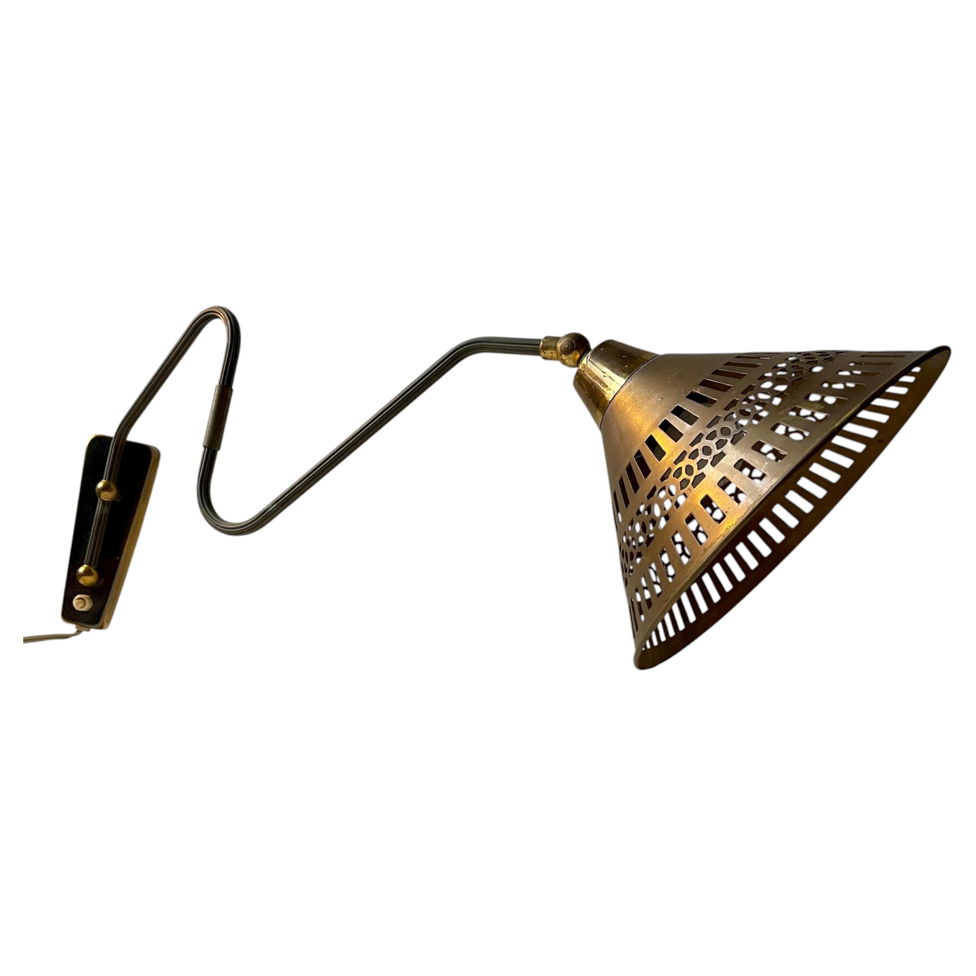 Scandinavian Modern Articulated Wall Lamp in Brass, 1960s