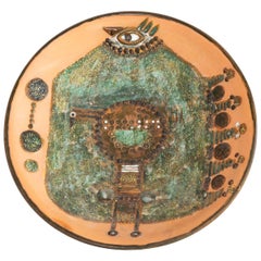 Scandinavian Modern Artist Ulla Viotti Ceramic Dish with Birds in Relief, 1961