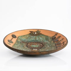 Scandinavian Modern Artist Ulla Viotti Ceramic Dish with Birds in Relief, 1961
