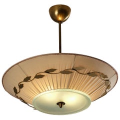 Scandinavian Modern ASEA Chandelier with Brass Leaf Ornaments