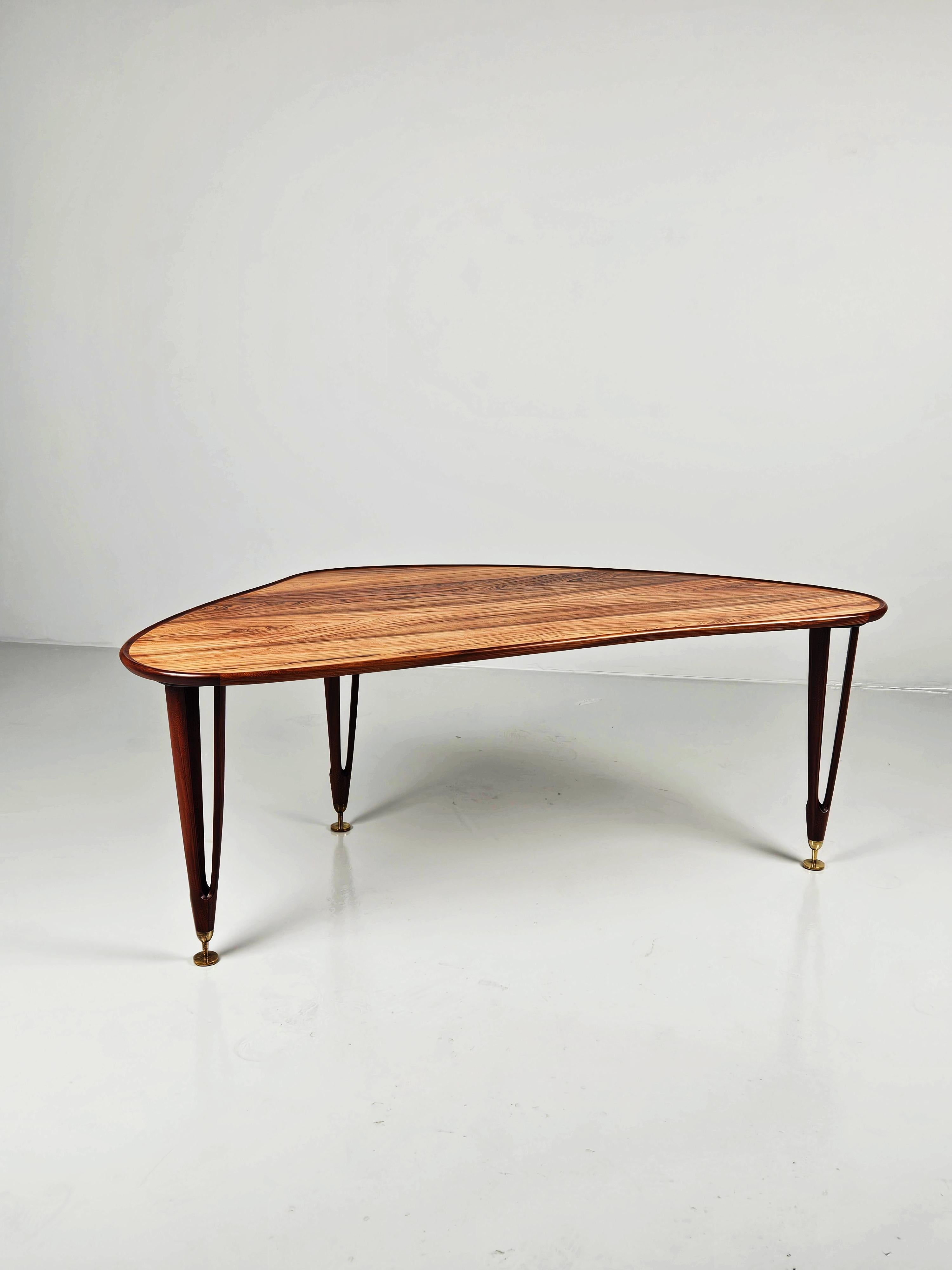Scandinavian Modern Scandinavian modern asymmetric rosewood sofa table, BC Møbler, Denmark, 1960's For Sale
