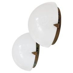 Pair of Scandinavian Modern "AWF" Wall Sconces, Patinated Brass & Acrylic, 1950