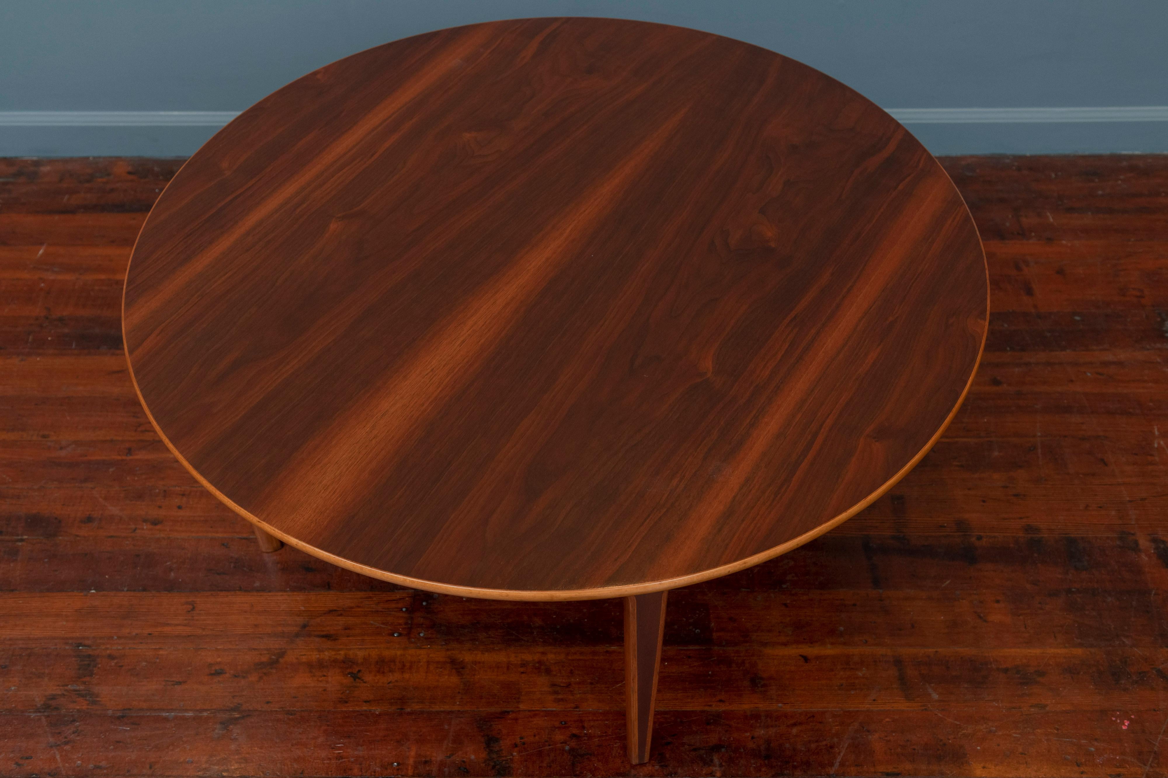 Peter Hvidt & Orla Moregaard Nielsen design Ax teak and maple coffee table. Striking table just newly refinished and ready to enjoy.