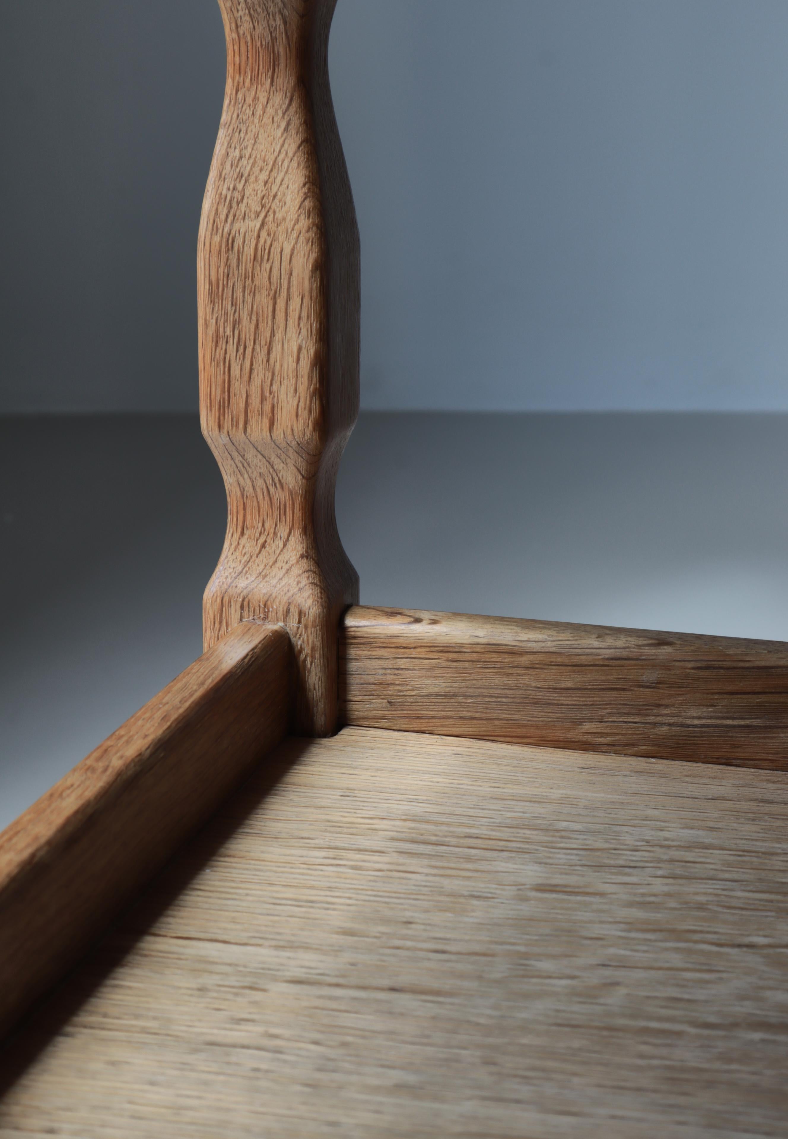 Scandinavian Modern Bar Cart in Oak & Ceramic Tiles by Henning Kjærnulf, 1960s For Sale 5